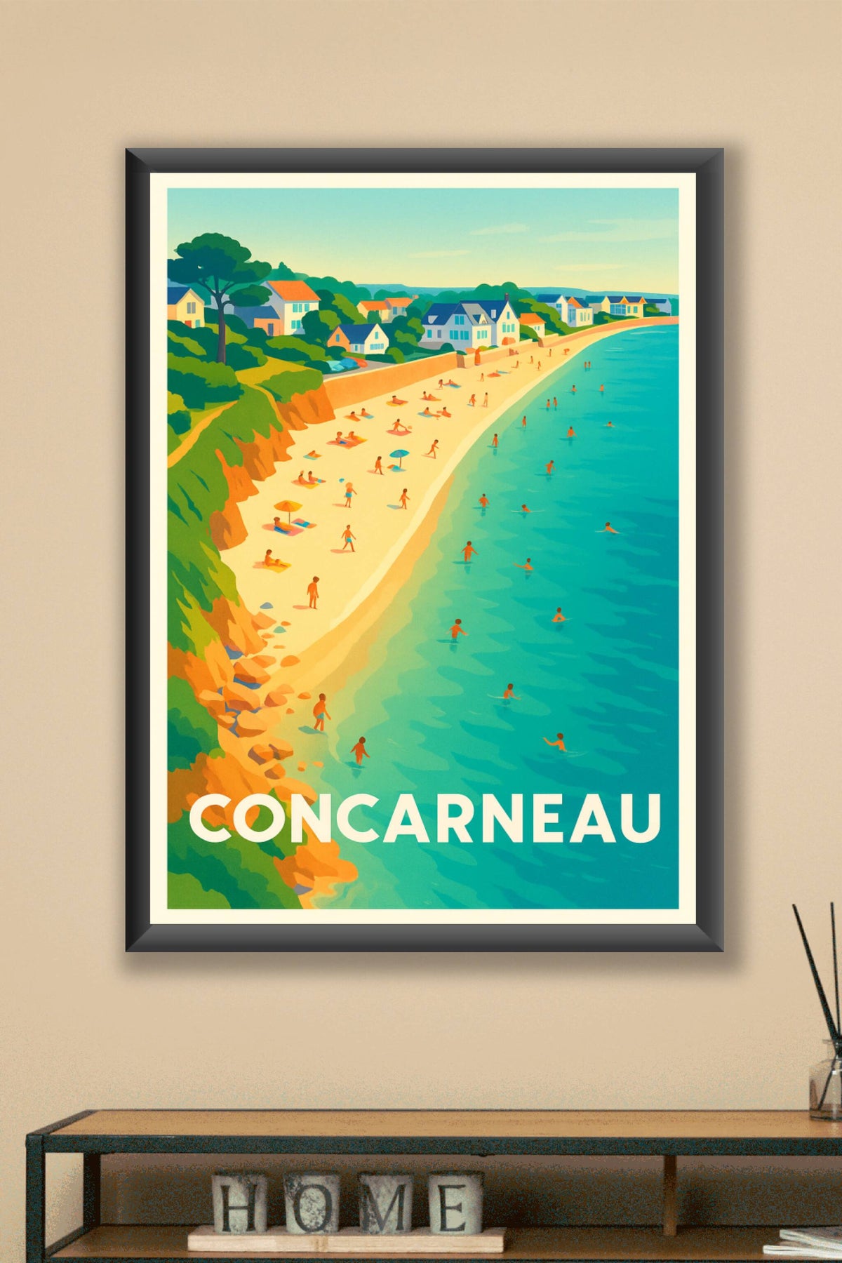 Affiche Concarneau — Plage ensoleillée et douce escapade bretonne · poster d'art de Concarneau