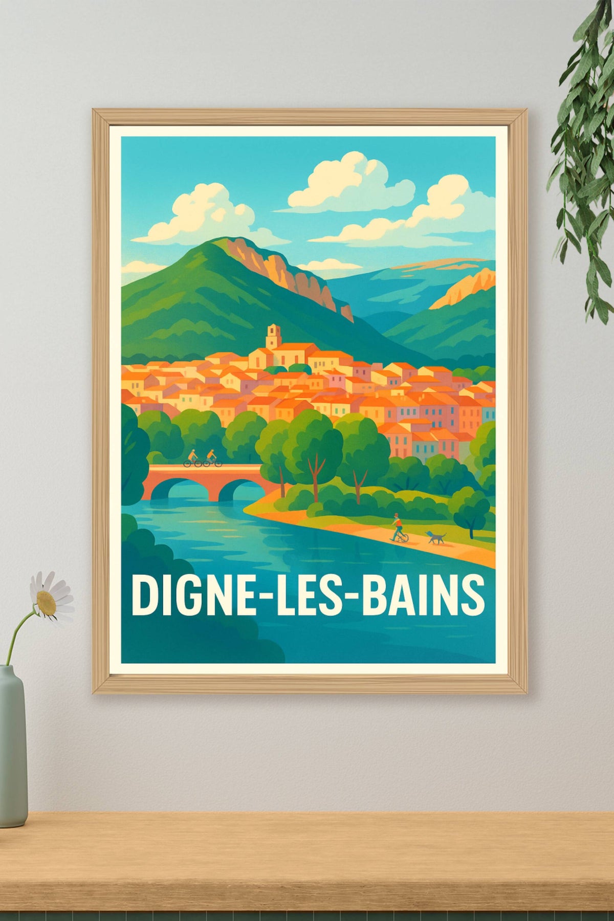 Affiche Digne-les-Bains — Charme Provençal en Plein Cœur des Alpes · poster d'art de Digne-les-Bains