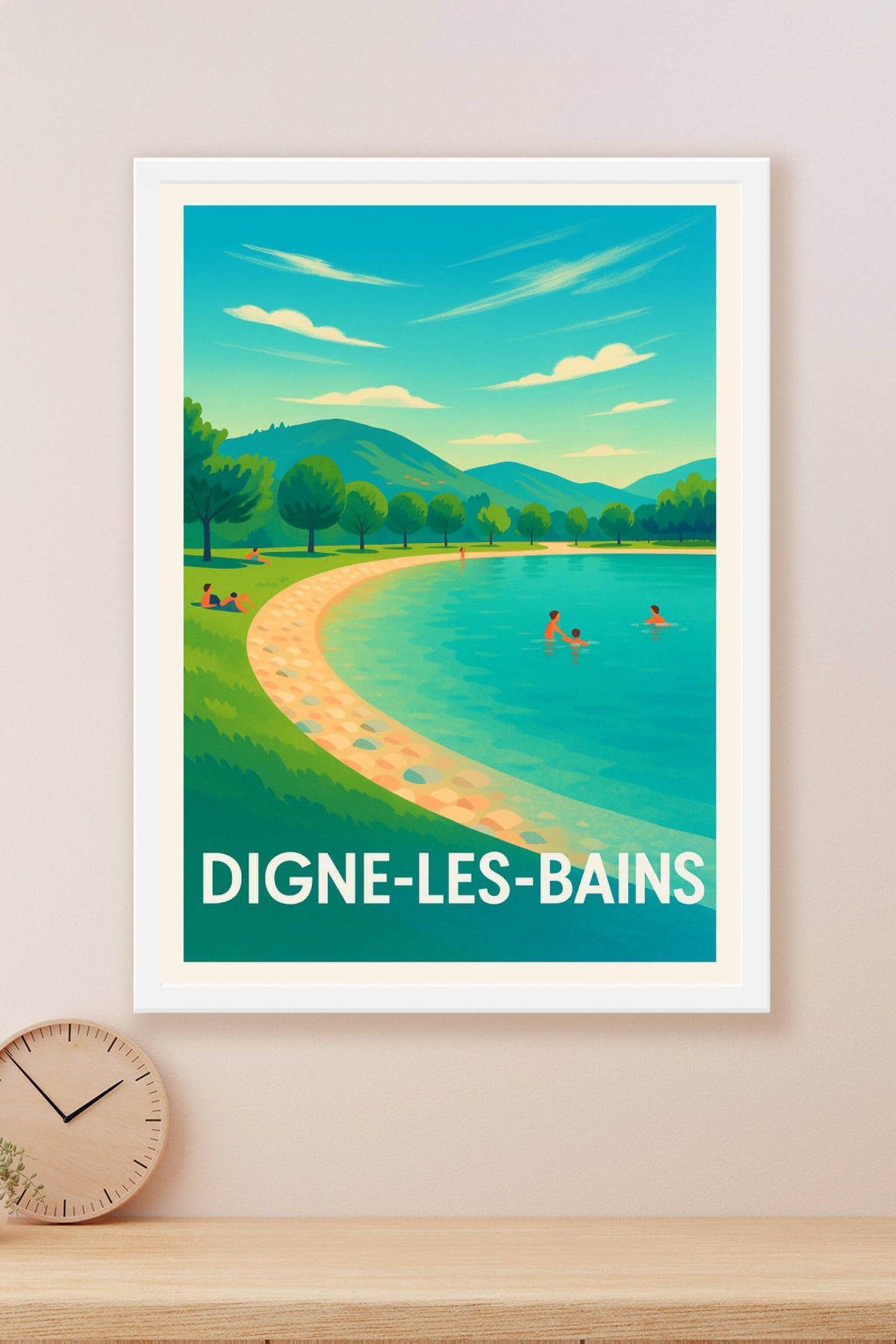 Affiche Digne-les-Bains — Oasis de fraîcheur en Provence · poster d'art de Digne-les-Bains