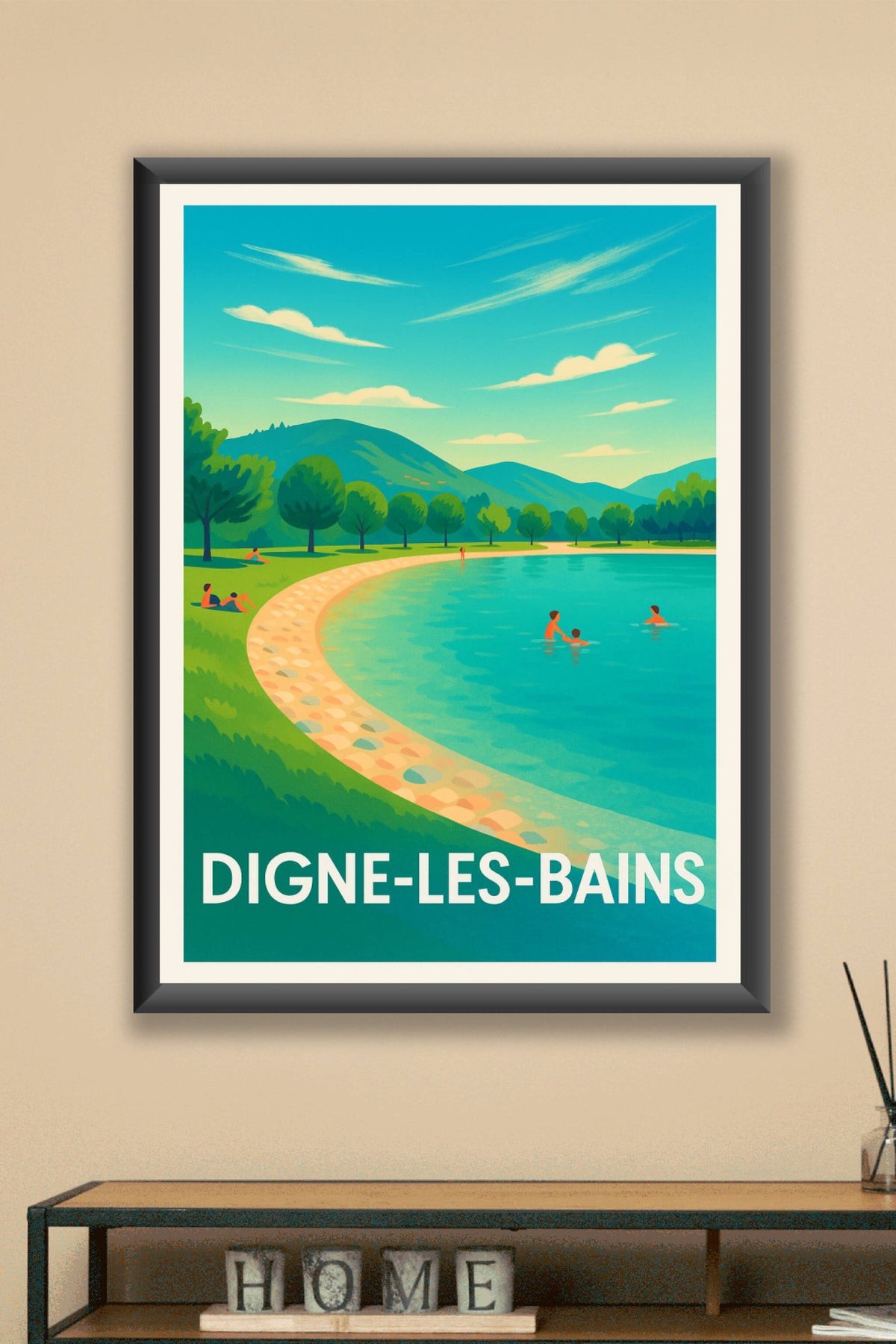 Affiche Digne-les-Bains — Oasis de fraîcheur en Provence · poster d'art de Digne-les-Bains