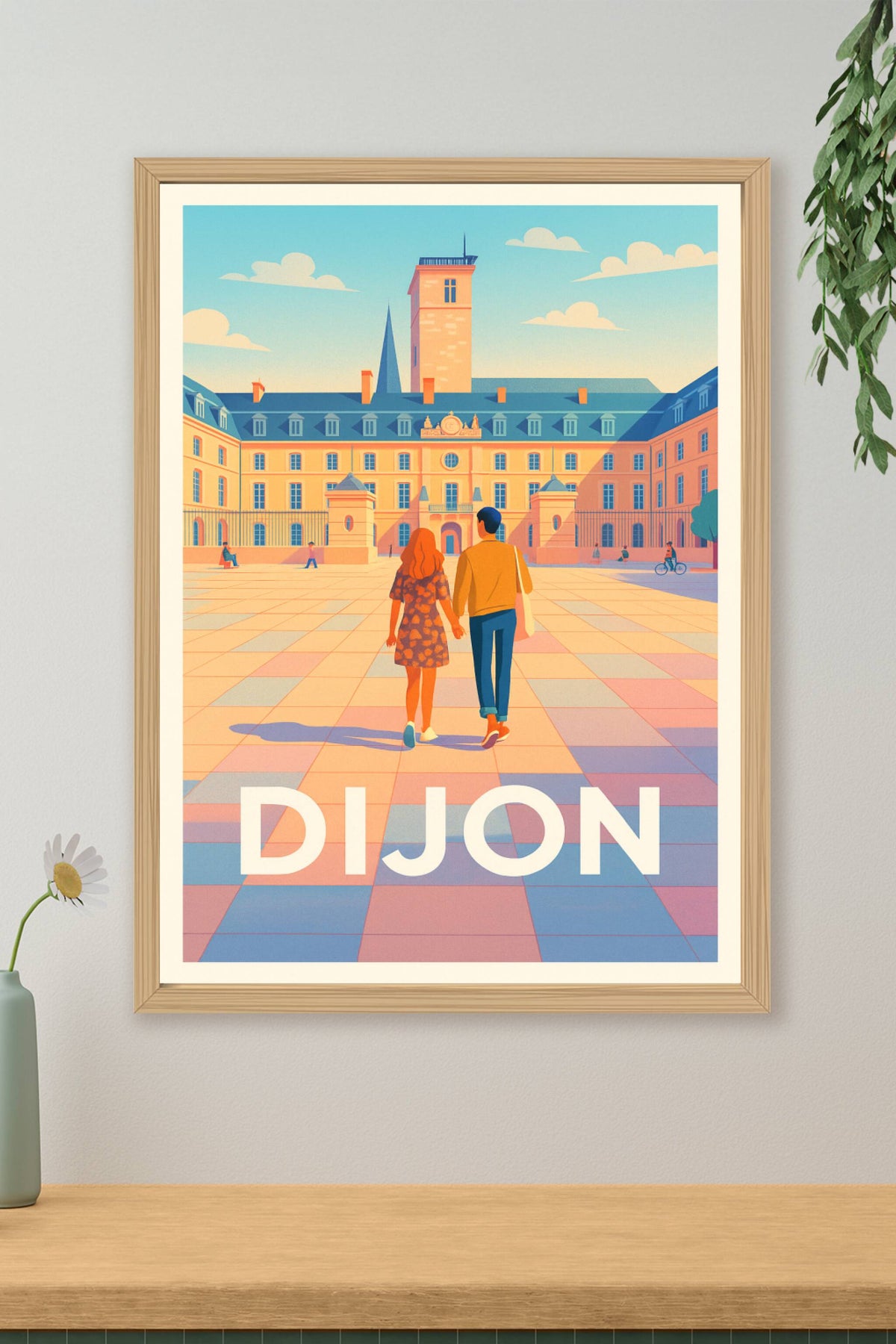 Affiche Dijon — Une balade romantique au cœur de la ville · poster d'art de Dijon