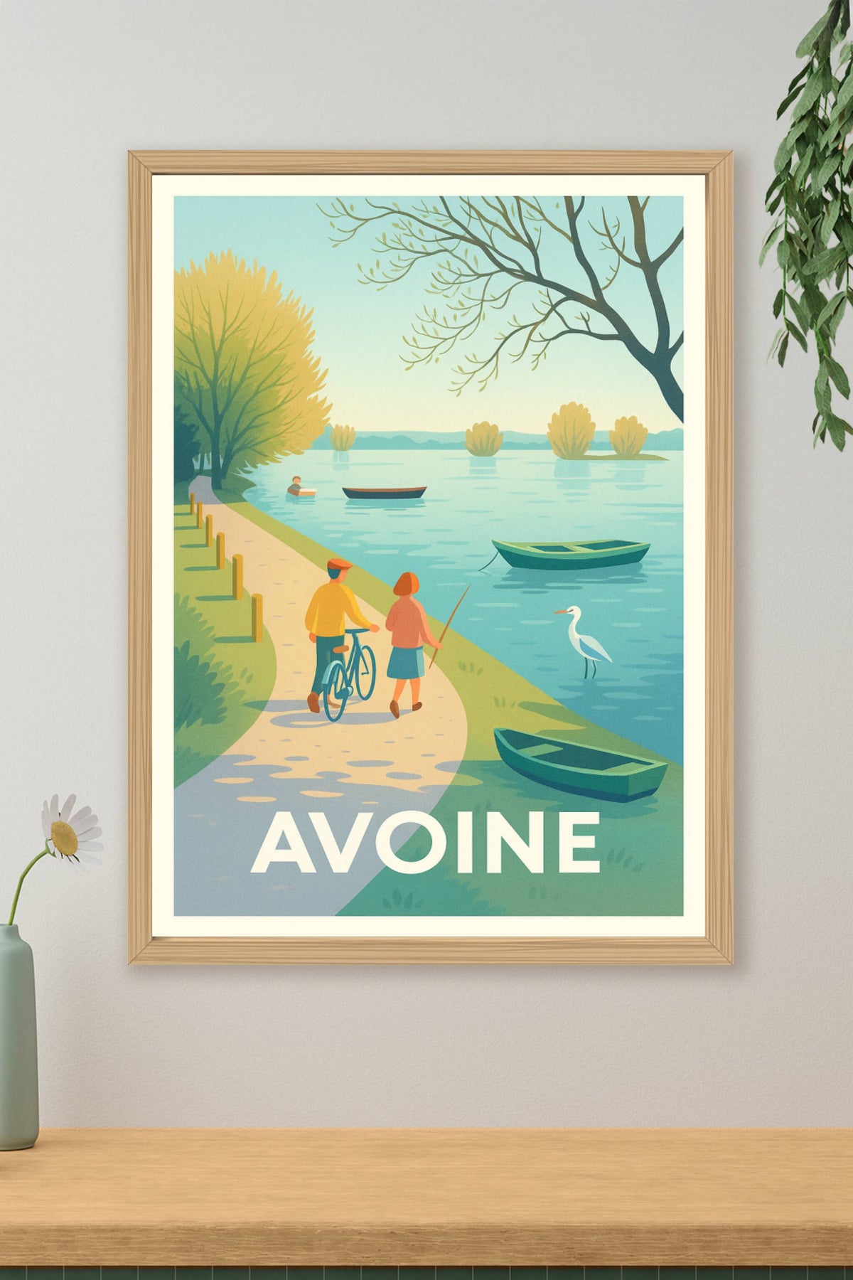 Affiche Avoine — Balade bucolique au bord de l'eau · poster d'art de Avoine