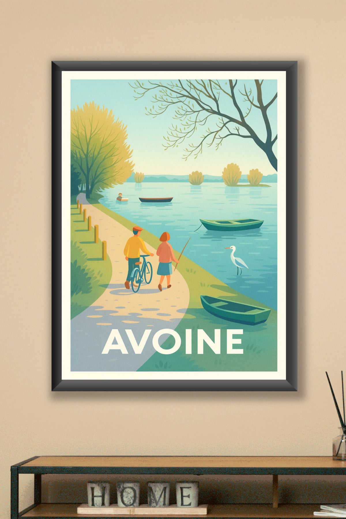 Affiche Avoine — Balade bucolique au bord de l'eau · poster d'art de Avoine