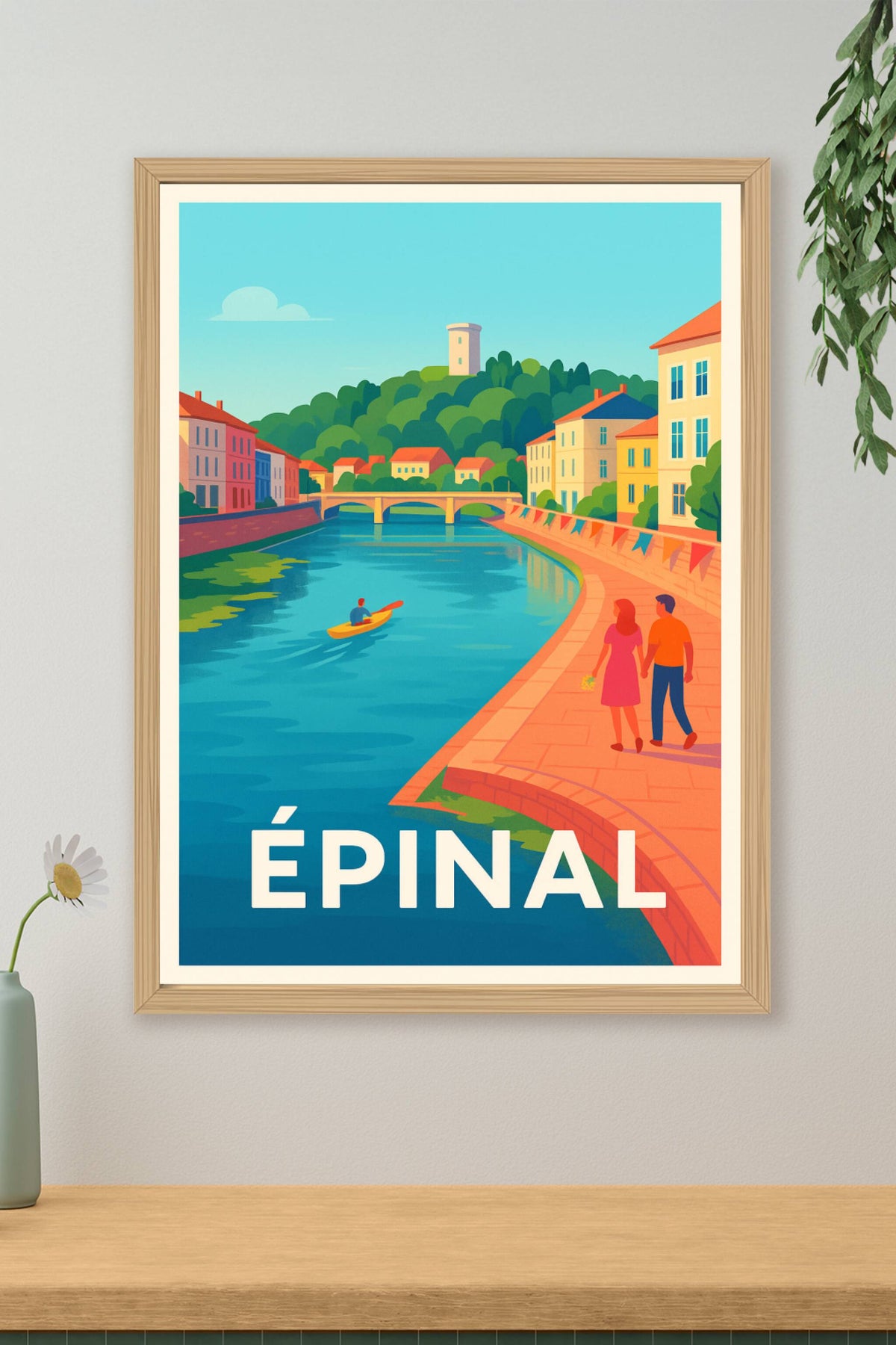 Affiche Épinal — Balade romantique au fil de l'eau · poster d'art de Épinal