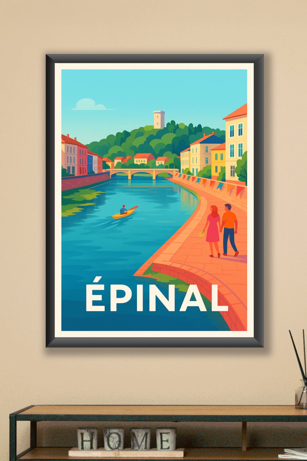 Affiche Épinal — Balade romantique au fil de l'eau · poster d'art de Épinal