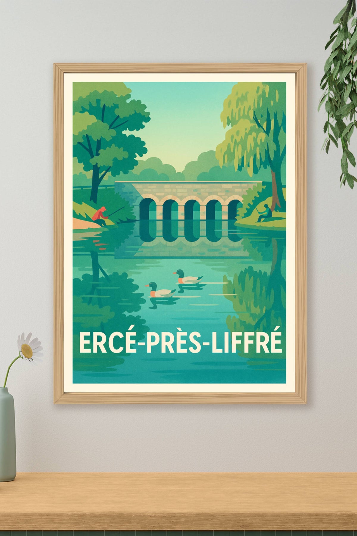 Affiche Ercé-Près-Liffré — Douceur bucolique au fil de l'eau · poster d'art de Ercé-Près-Liffré