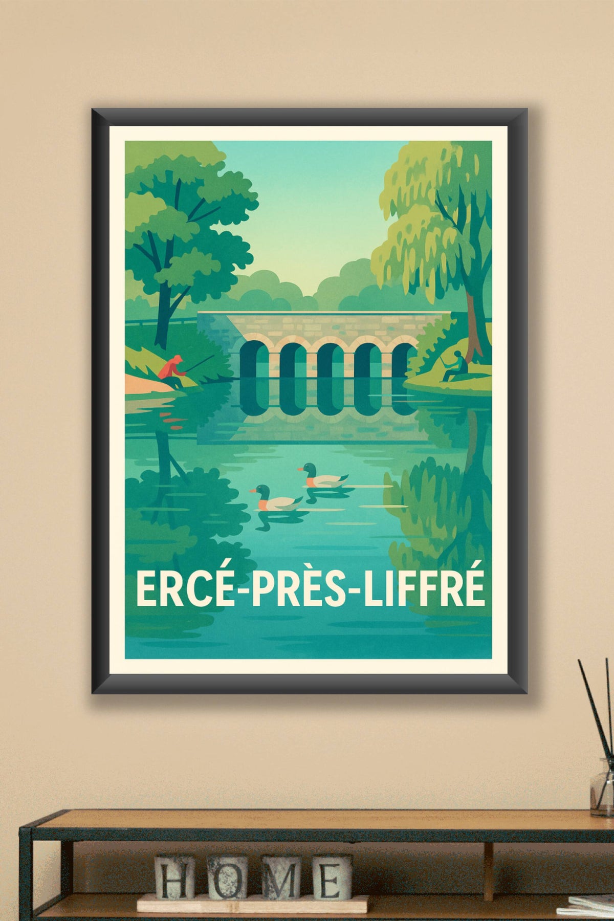 Affiche Ercé-Près-Liffré — Douceur bucolique au fil de l'eau · poster d'art de Ercé-Près-Liffré