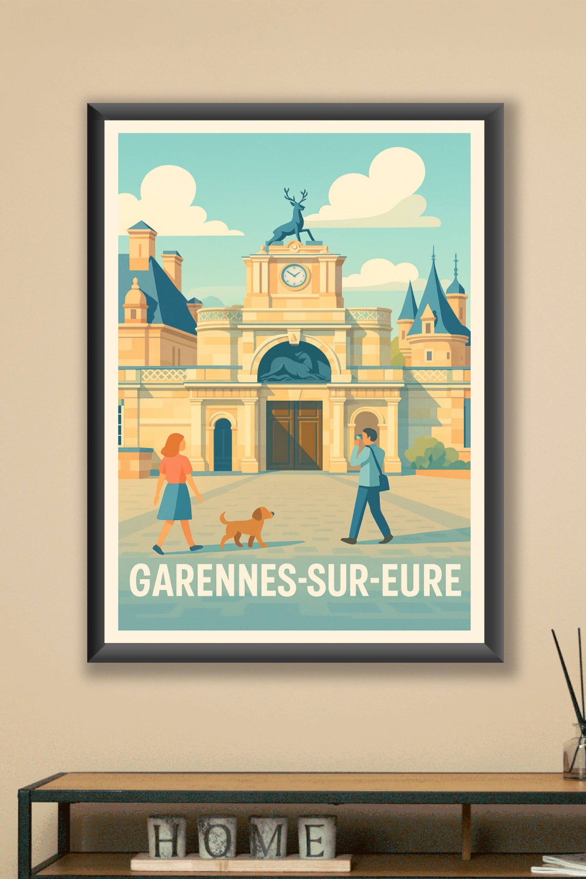 Affiche Garennes-sur-Eure — Charme et histoire au cœur de l'architecture normande · poster d'art de Garennes-sur-Eure
