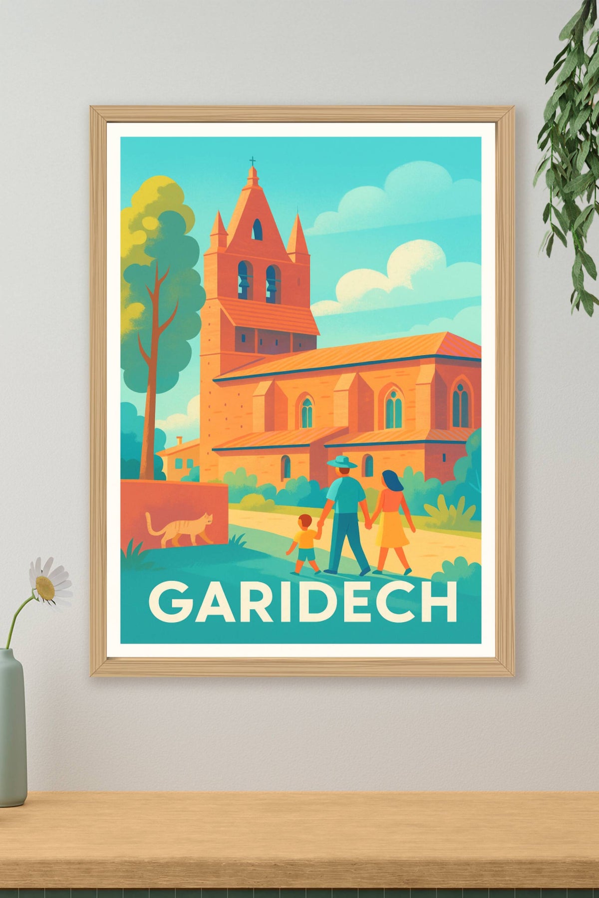 Affiche Garidech — Charme et douceur à l'ombre de l'église · poster d'art de Garidech