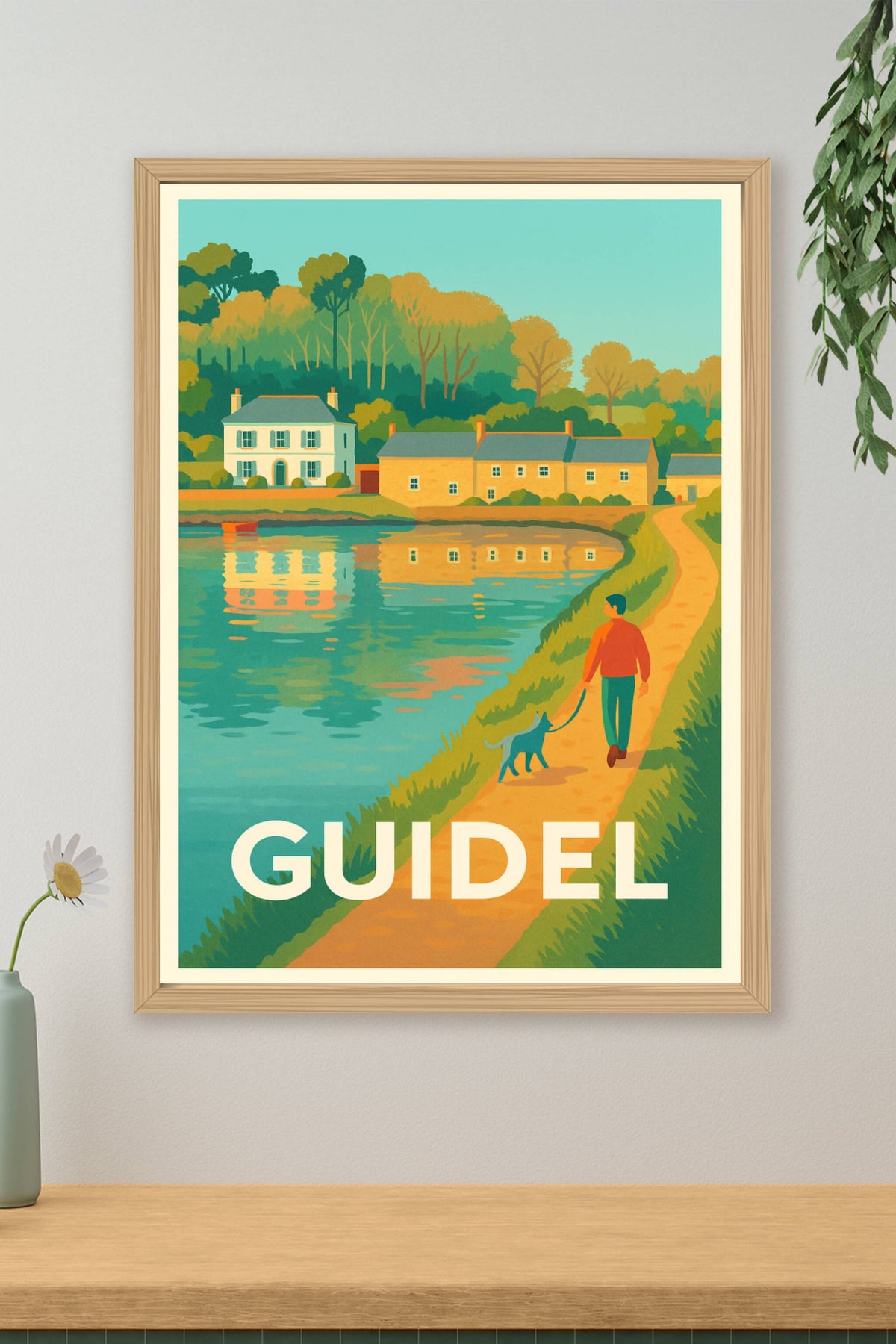 Affiche Guidel — Promenade paisible au bord de l'eau · poster d'art de Guidel