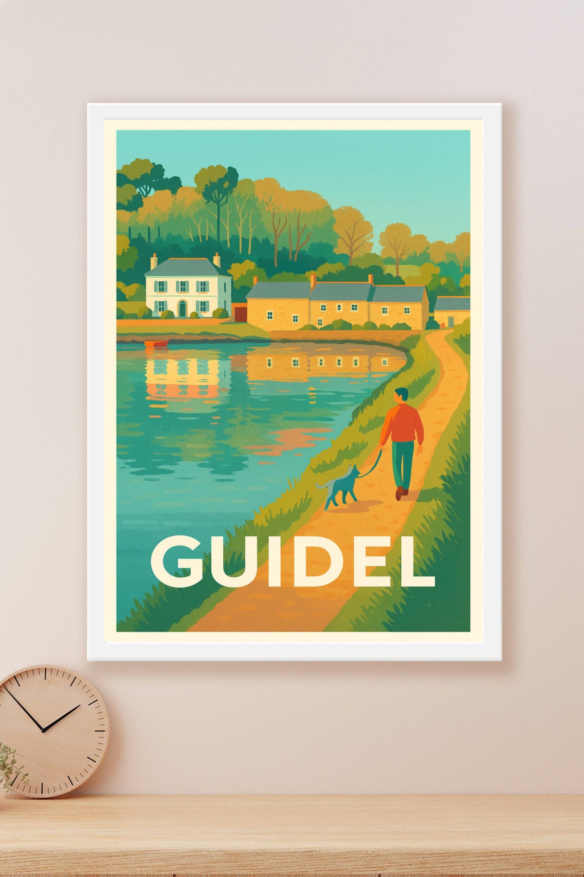 Affiche Guidel — Promenade paisible au bord de l'eau · poster d'art de Guidel