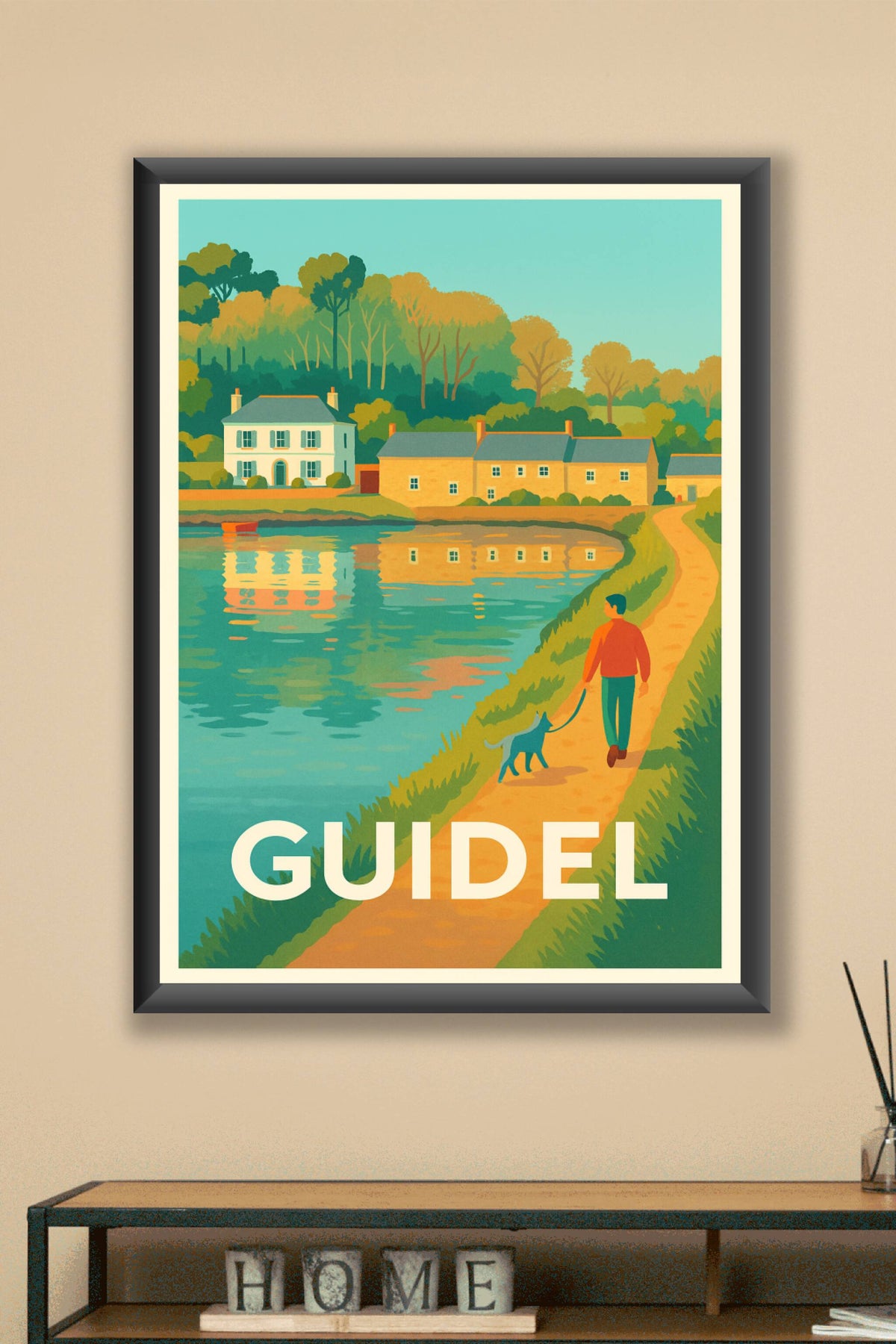 Affiche Guidel — Promenade paisible au bord de l'eau · poster d'art de Guidel