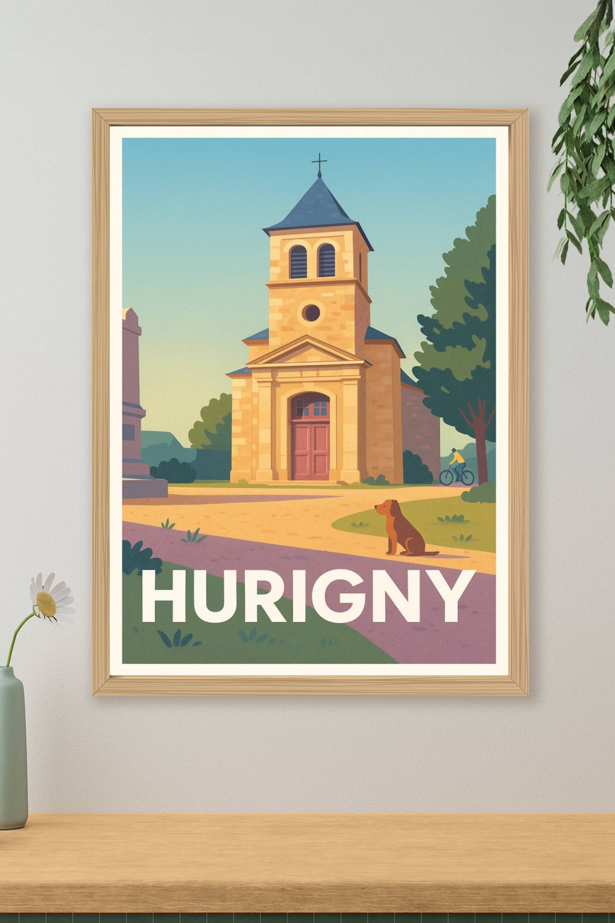 Affiche Hurigny — Charme paisible de l'église villageoise · poster d'art de Hurigny