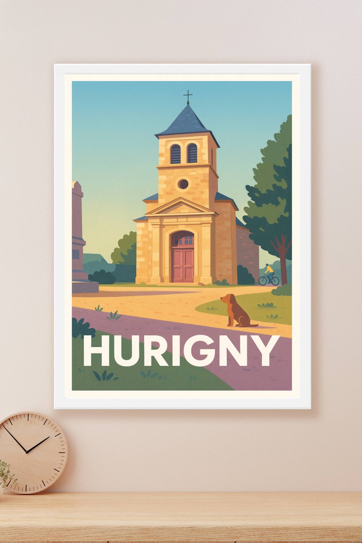 Affiche Hurigny — Charme paisible de l'église villageoise · poster d'art de Hurigny