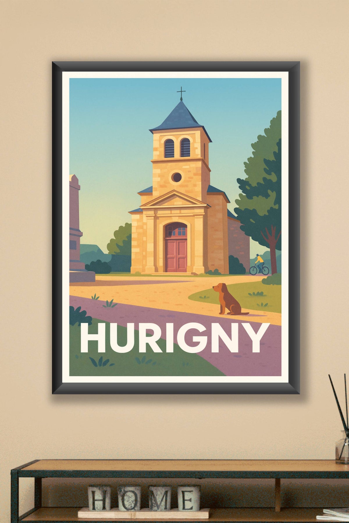 Affiche Hurigny — Charme paisible de l'église villageoise · poster d'art de Hurigny
