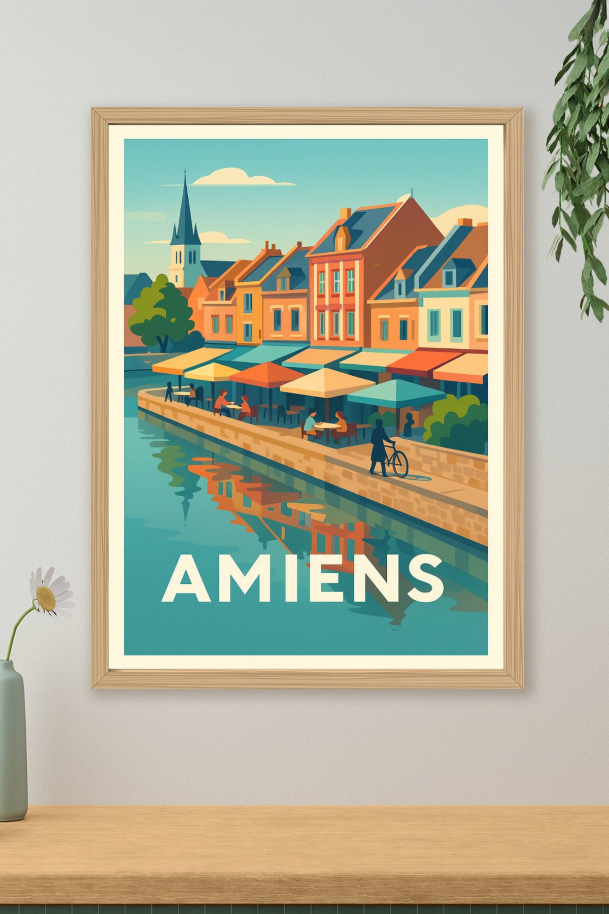 Affiche Amiens — Charme pittoresque au bord de l'eau · poster d'art de Amiens