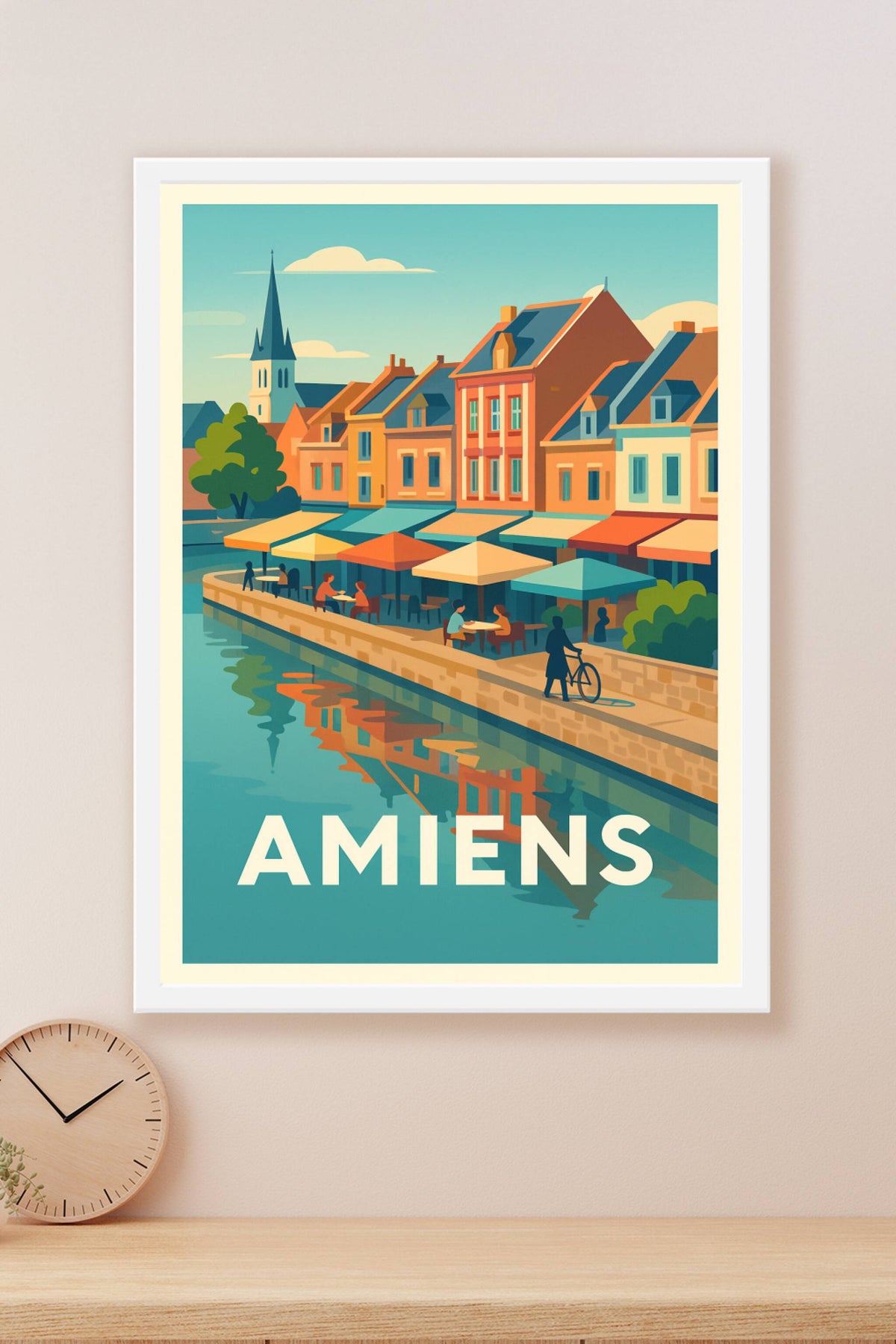 Affiche Amiens — Charme pittoresque au bord de l'eau · poster d'art de Amiens