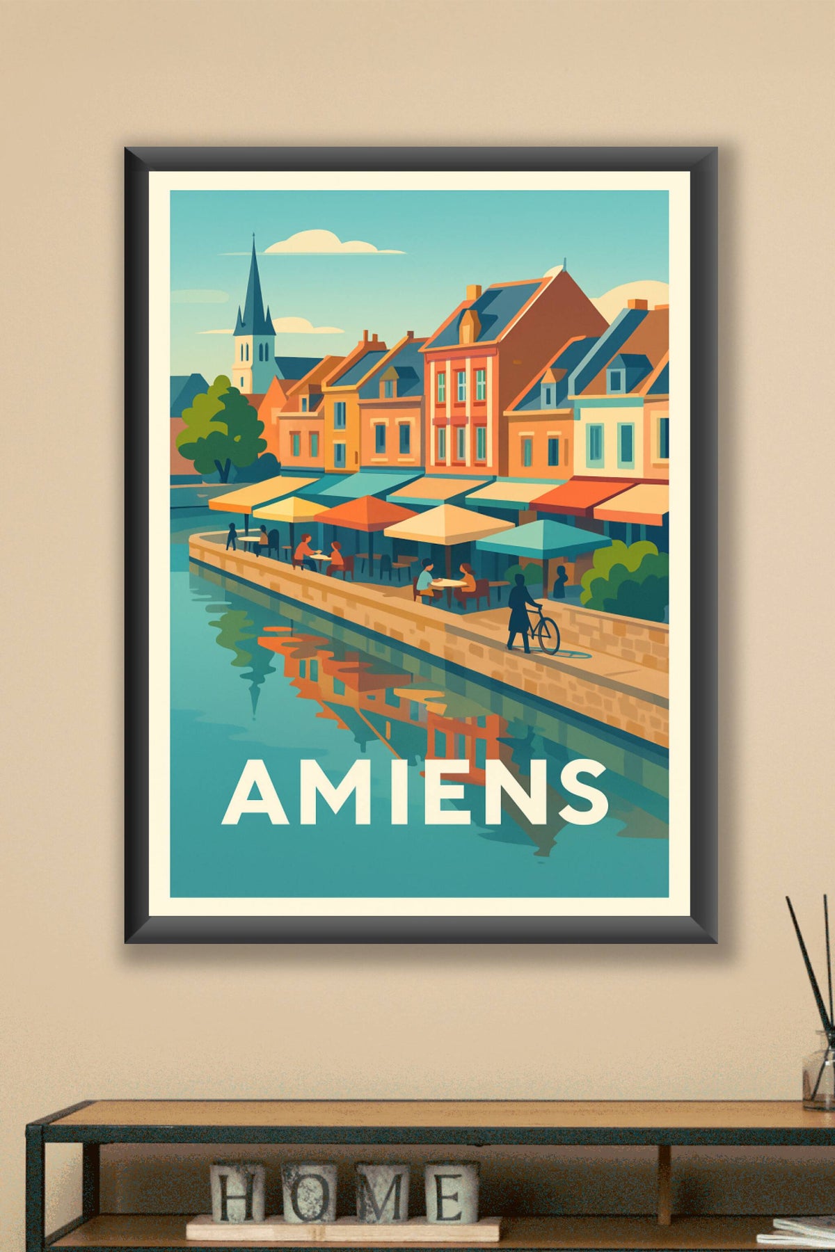 Affiche Amiens — Charme pittoresque au bord de l'eau · poster d'art de Amiens