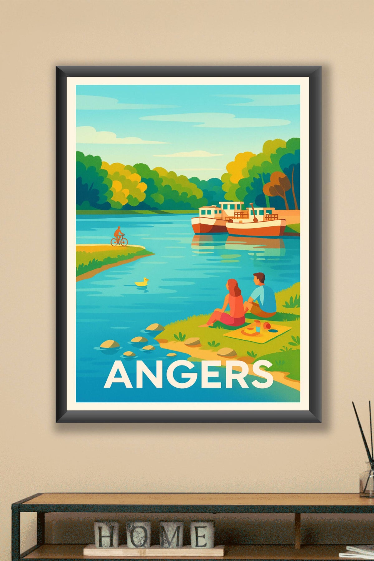 Affiche Angers — Douceur au fil de l'eau · poster d'art de Angers