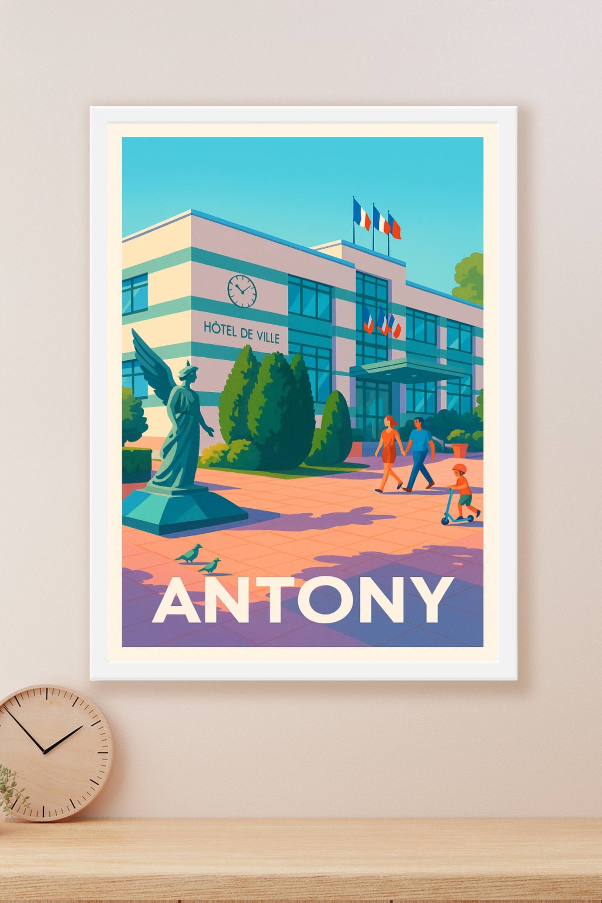 Affiche Antony — Charme et vie locale au pied de la mairie · poster d'art de Antony