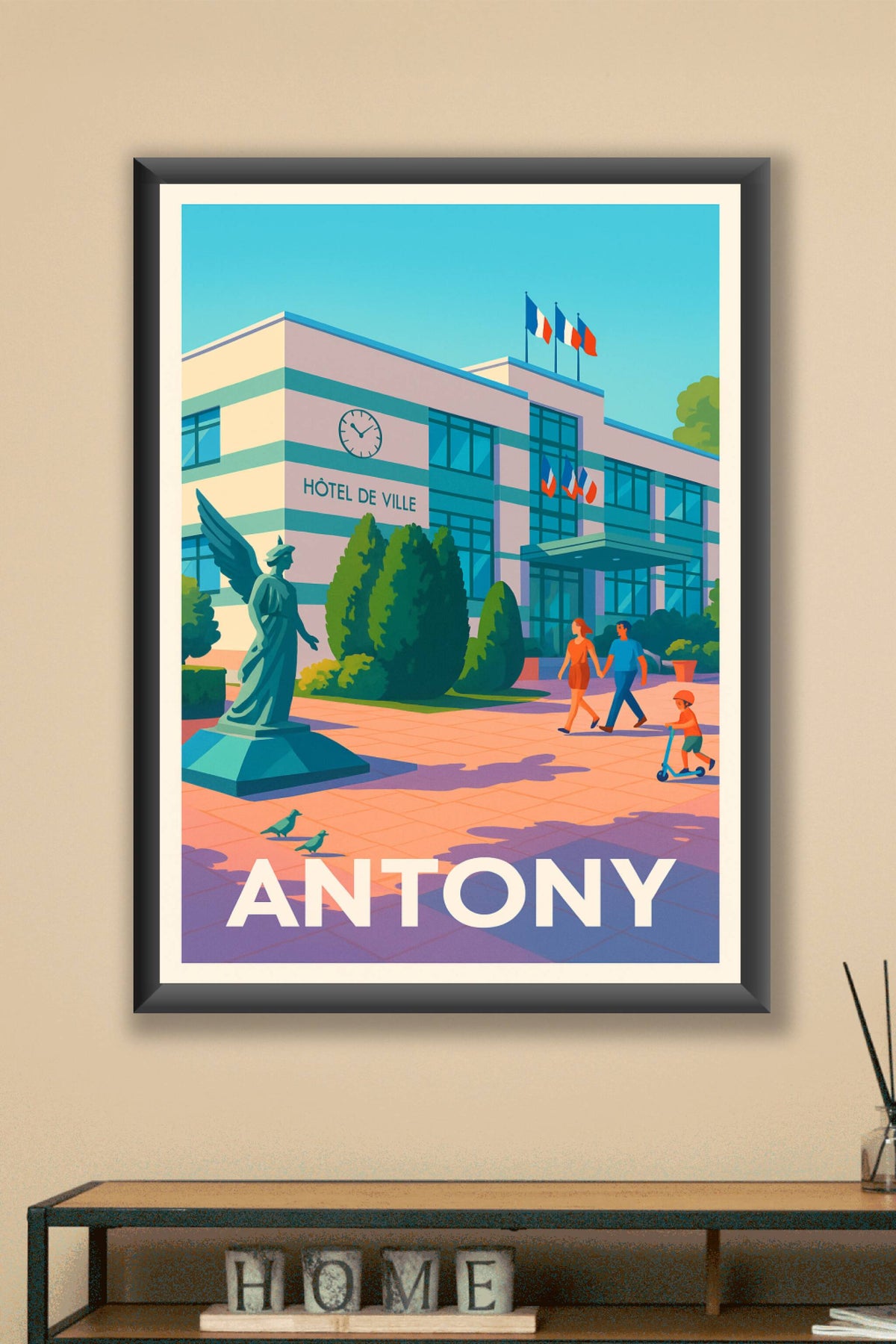 Affiche Antony — Charme et vie locale au pied de la mairie · poster d'art de Antony