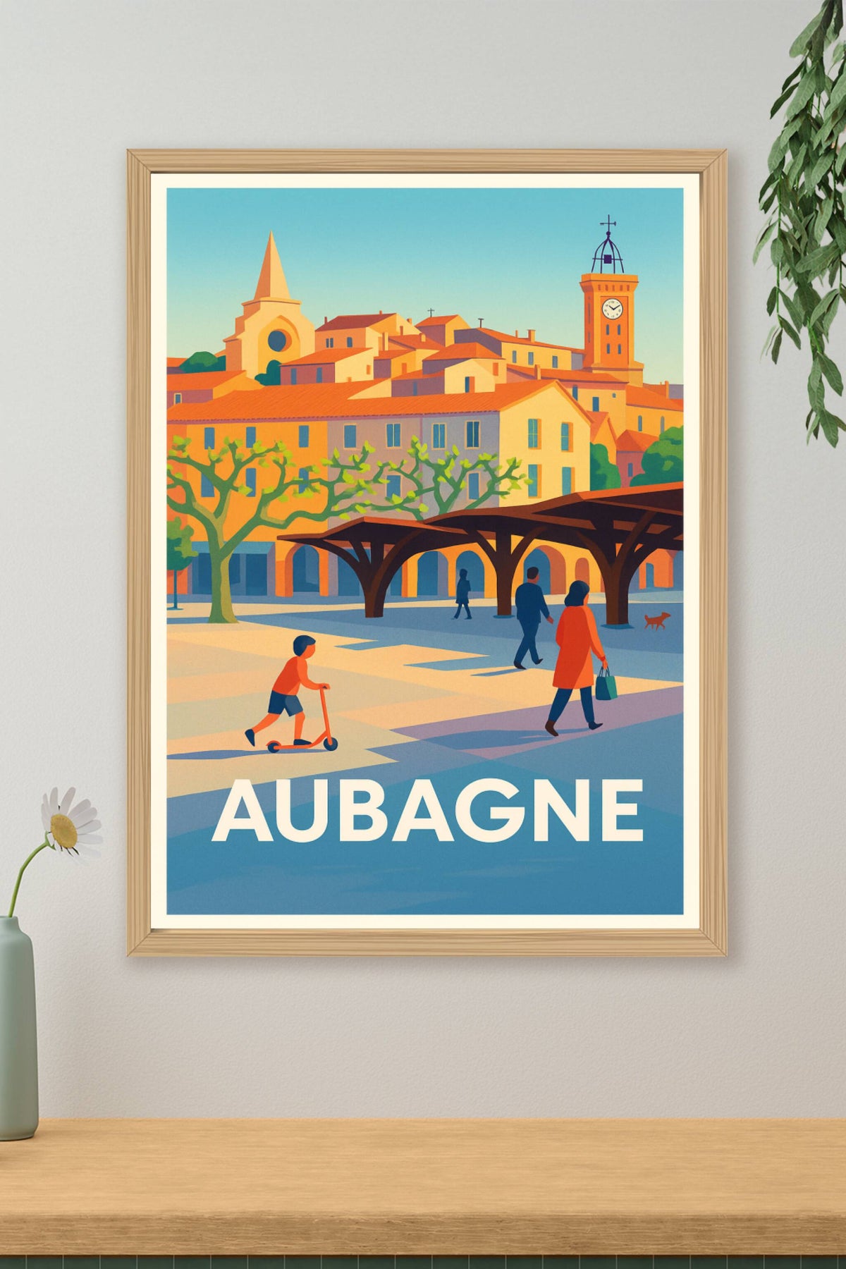 Affiche Aubagne — Promenade ensoleillée au cœur de la Provence · poster d'art de Aubagne
