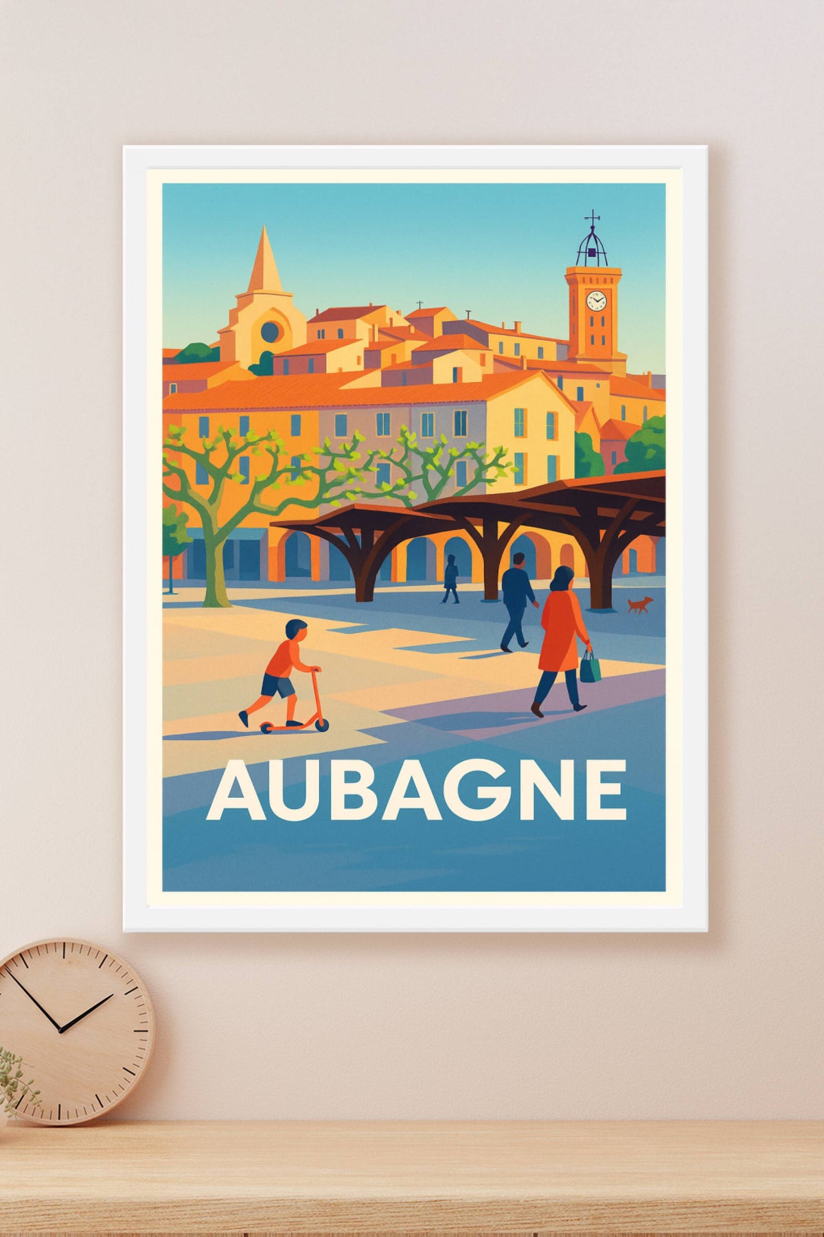 Affiche Aubagne — Promenade ensoleillée au cœur de la Provence · poster d'art de Aubagne