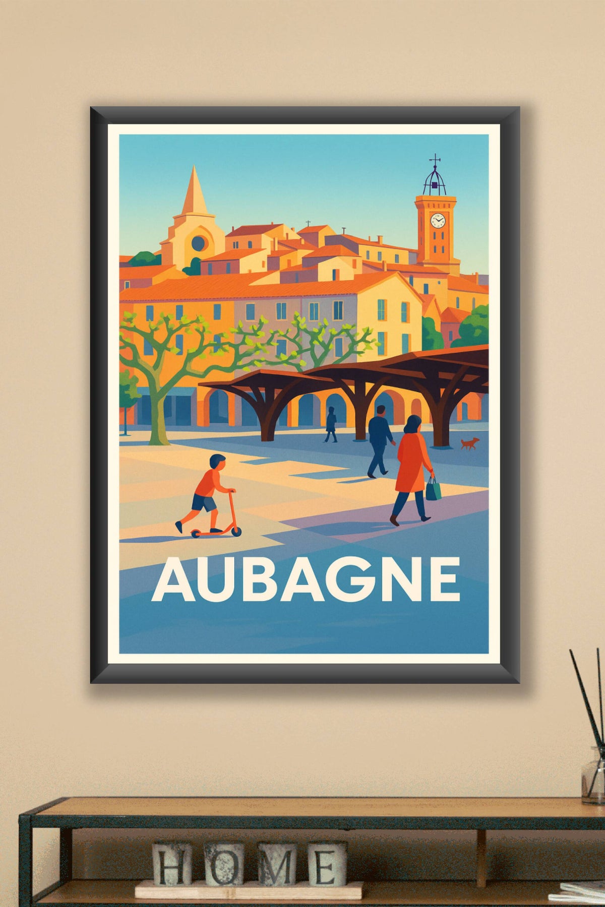Affiche Aubagne — Promenade ensoleillée au cœur de la Provence · poster d'art de Aubagne