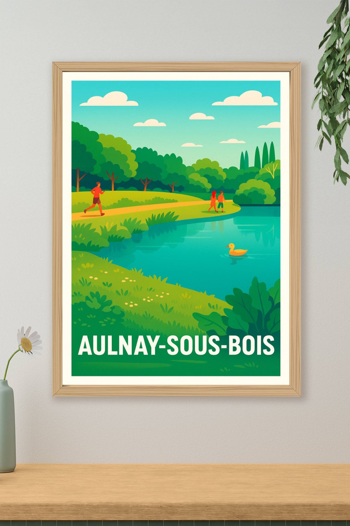Affiche Aulnay-sous-Bois — Sérénité au bord de l'eau · poster d'art de Aulnay-sous-Bois