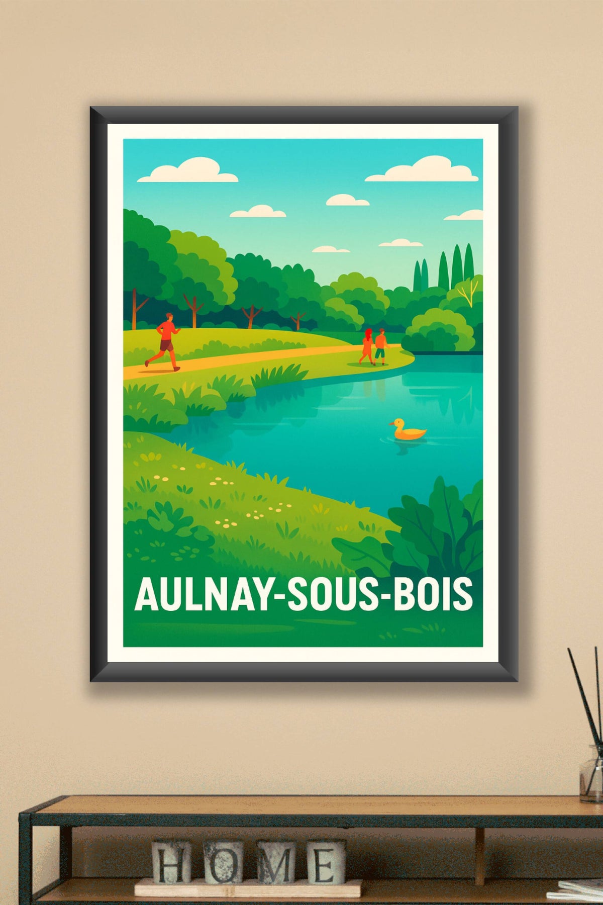 Affiche Aulnay-sous-Bois — Sérénité au bord de l'eau · poster d'art de Aulnay-sous-Bois