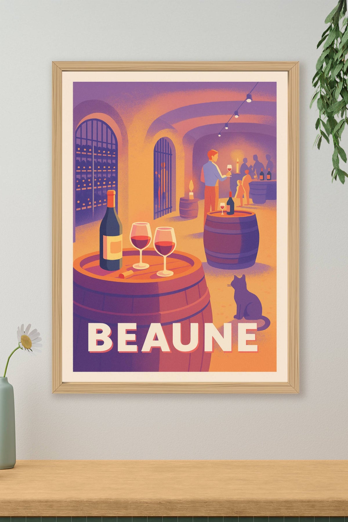 Affiche Beaune — L'élégance des caves à vin · poster d'art de Beaune