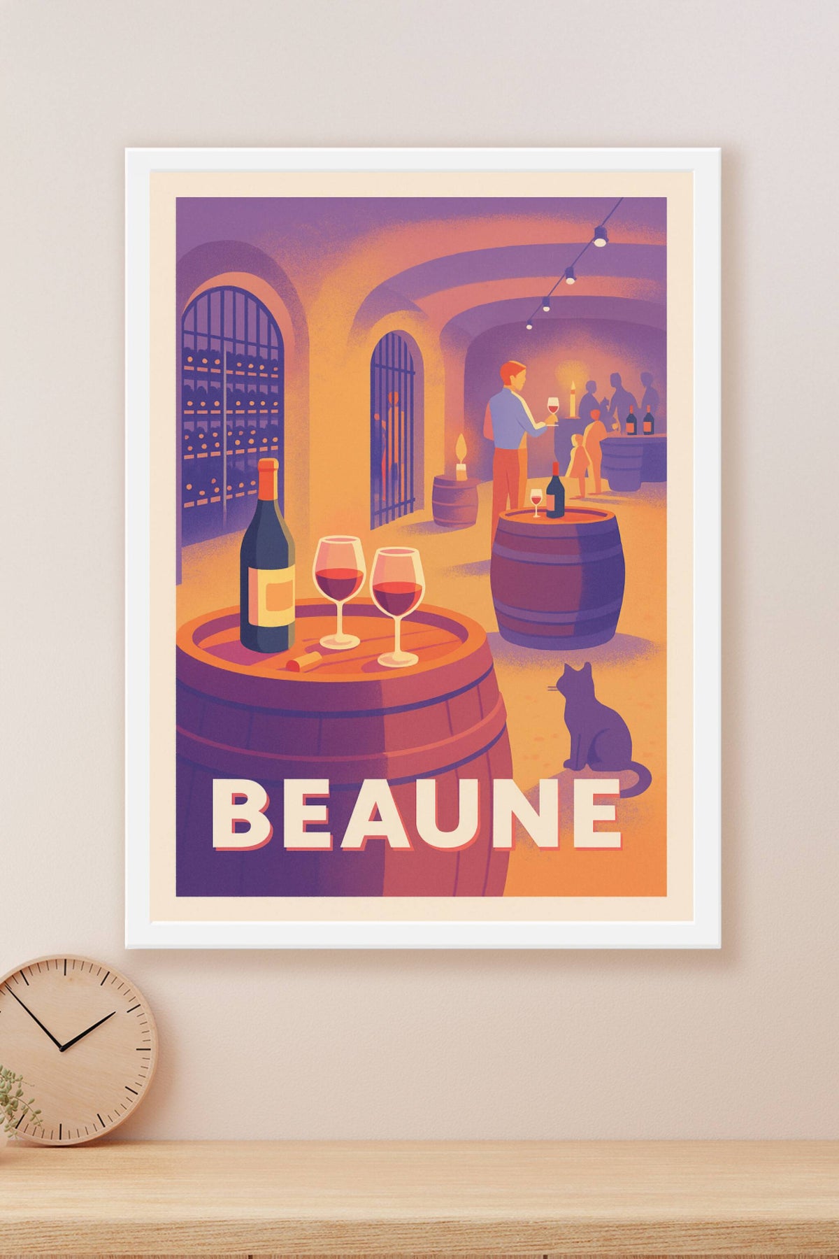 Affiche Beaune — L'élégance des caves à vin · poster d'art de Beaune