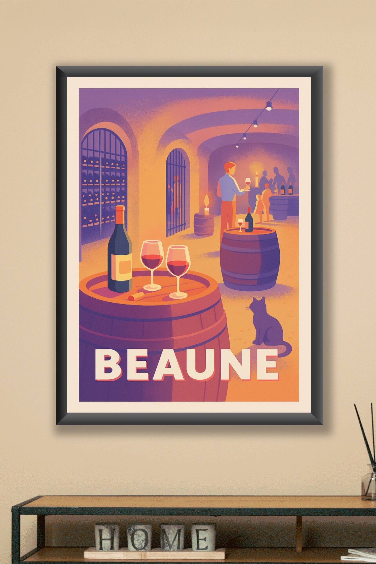 Affiche Beaune — L'élégance des caves à vin · poster d'art de Beaune