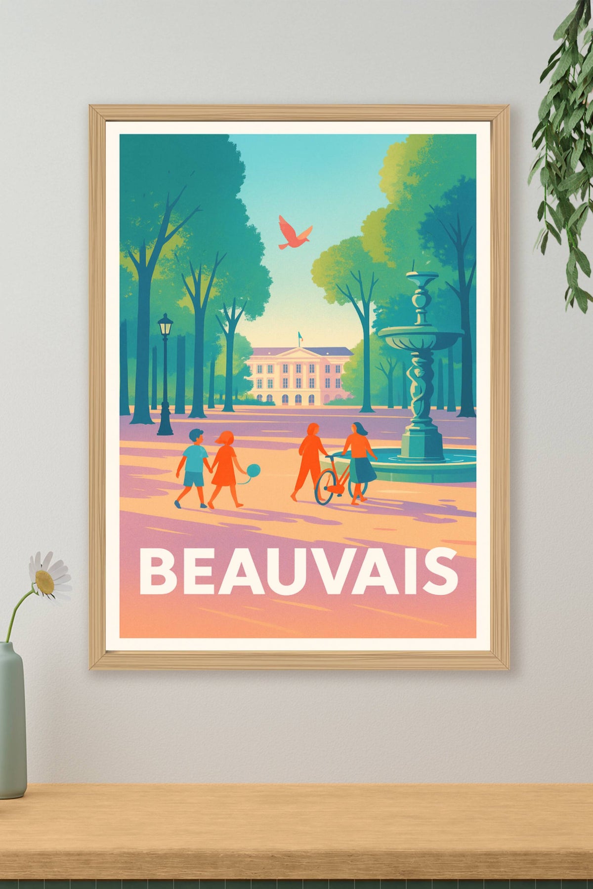 Affiche Beauvais — Promenade ensoleillée au cœur de la ville · poster d'art de Beauvais