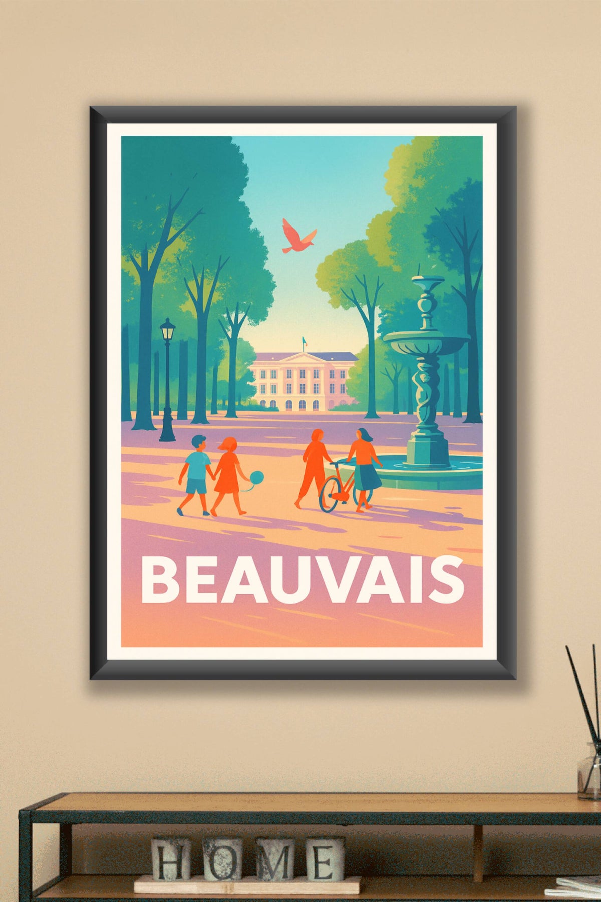 Affiche Beauvais — Promenade ensoleillée au cœur de la ville · poster d'art de Beauvais
