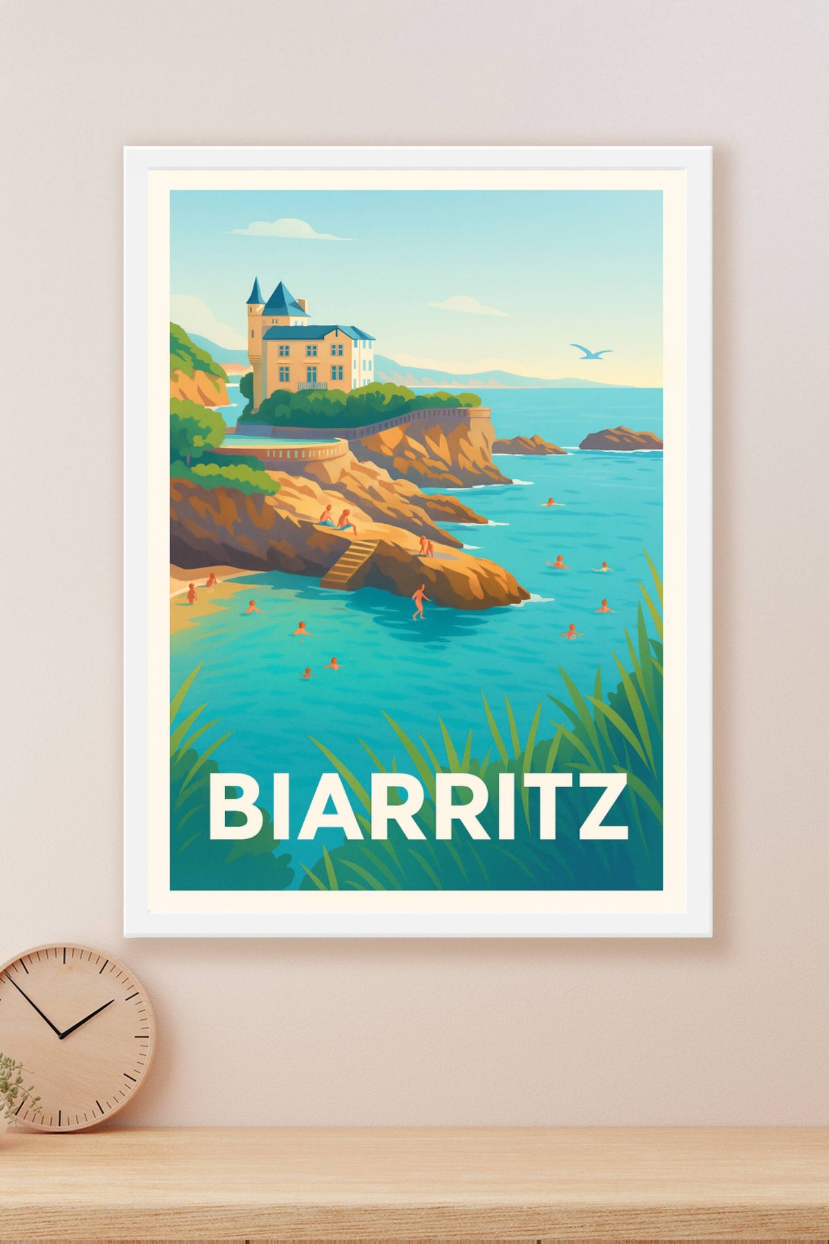Affiche Biarritz — Plages ensoleillées et élégance côtière · poster d'art de Biarritz