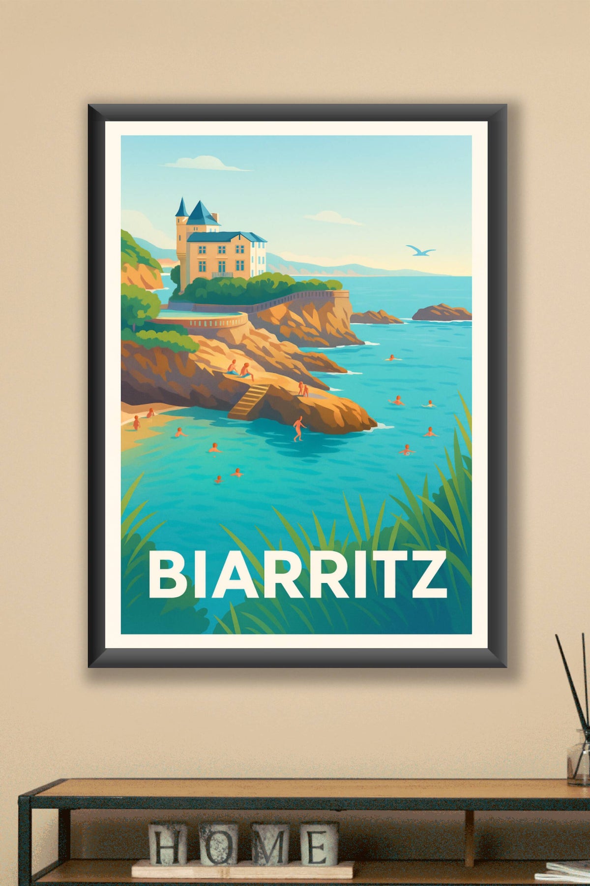 Affiche Biarritz — Plages ensoleillées et élégance côtière · poster d'art de Biarritz