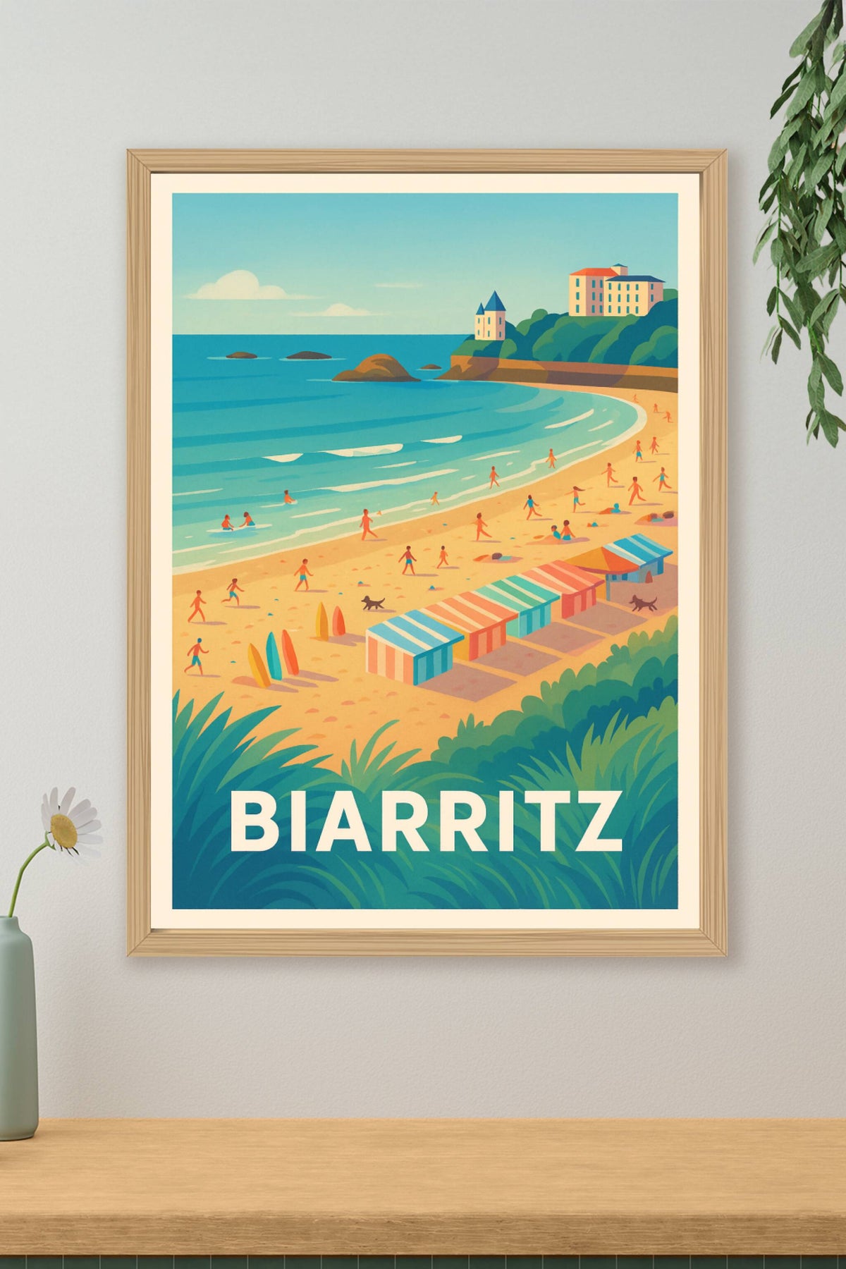Affiche Biarritz — Plage et ambiance estivale en bord de mer · poster d'art de Biarritz
