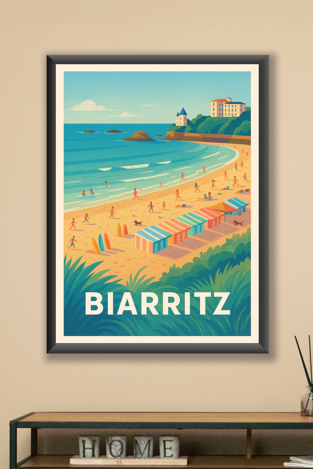 Affiche Biarritz — Plage et ambiance estivale en bord de mer · poster d'art de Biarritz