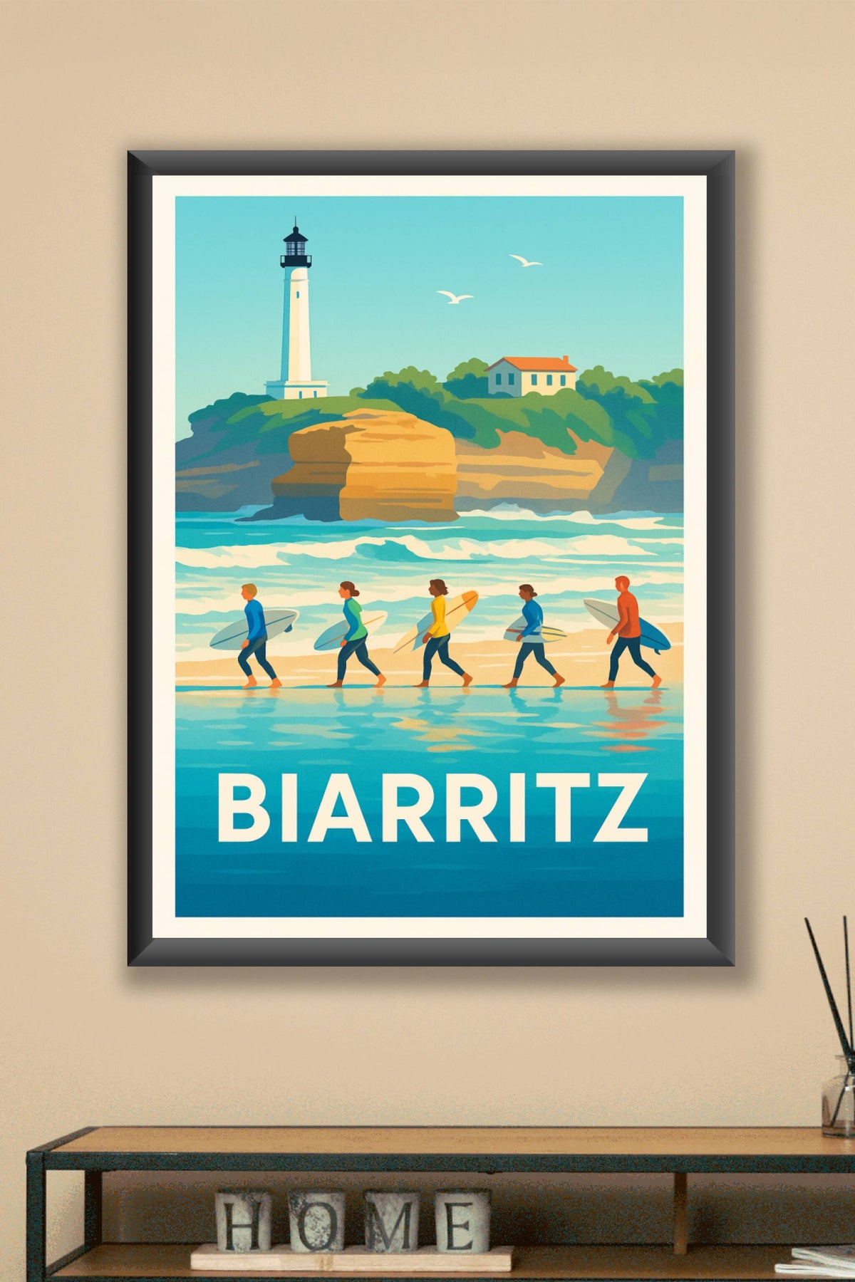 Affiche Biarritz — L'Esprit Côtier et Surf Élégant · poster d'art de Biarritz