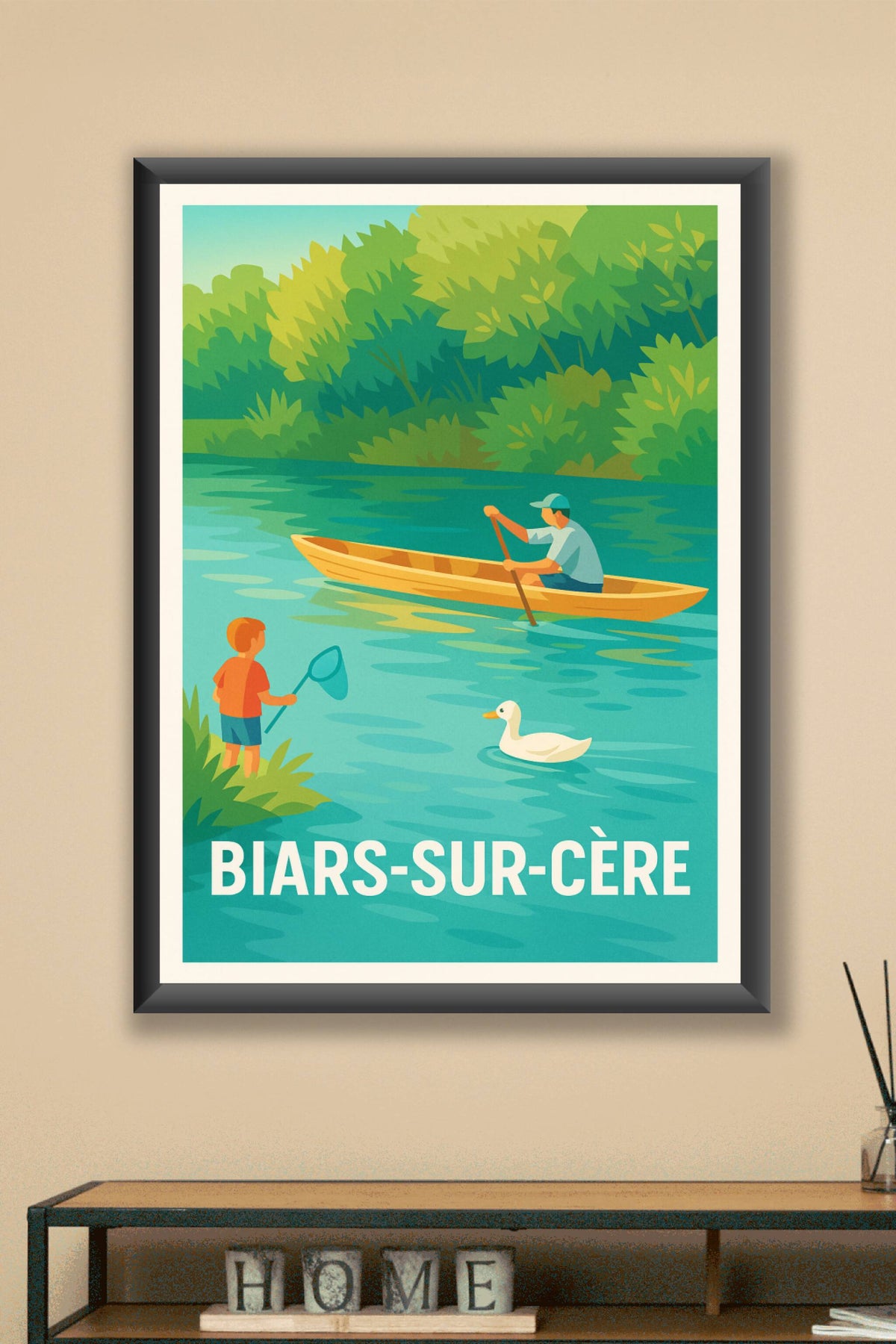 Affiche Biars-sur-Cère — Sérénité et nature au fil de l'eau · poster d'art de Biars-sur-Cère