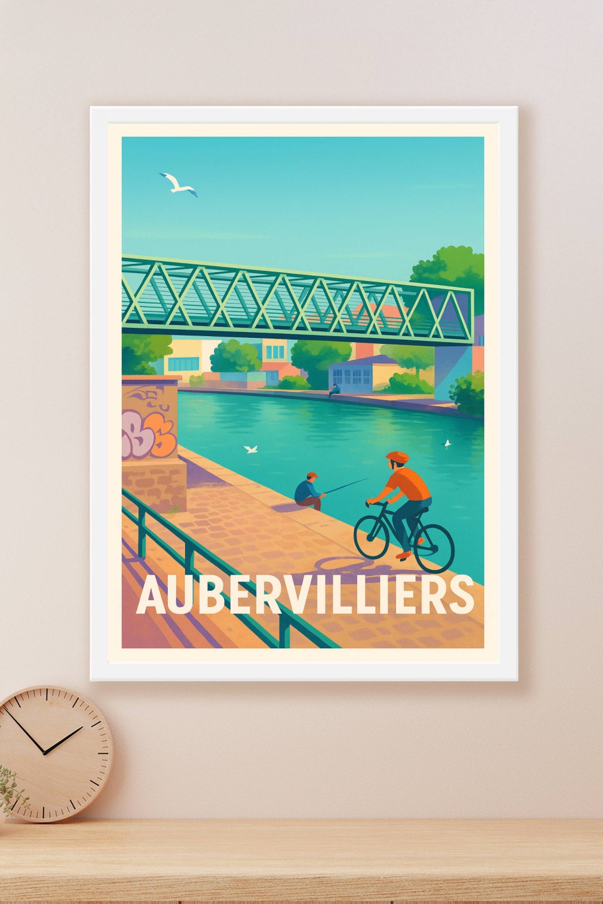Affiche Aubervilliers — Douceur de vie au bord du canal · poster d'art de Aubervilliers
