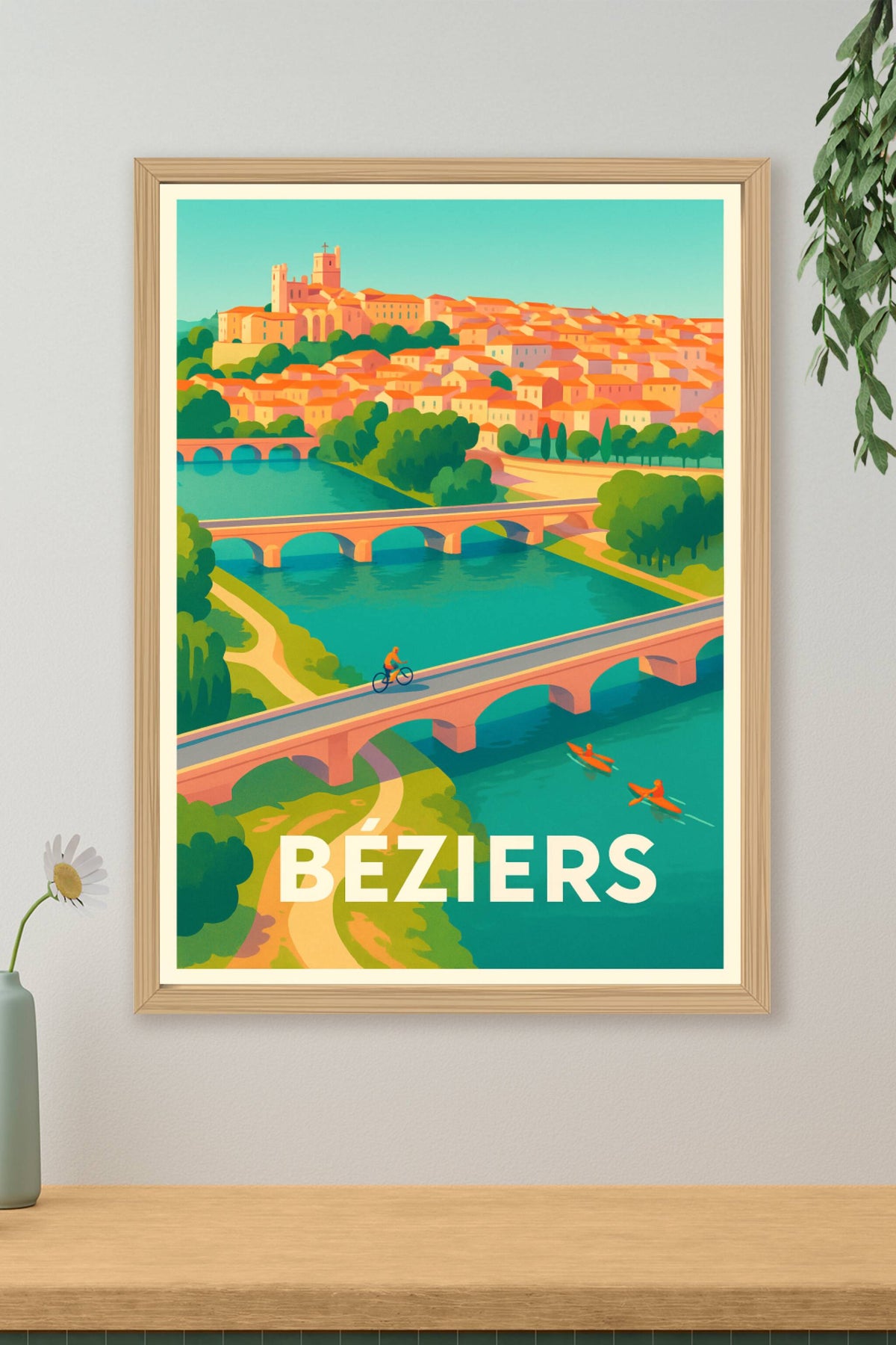 Affiche Béziers — Le charme intemporel des ponts et canaux · poster d'art de Béziers