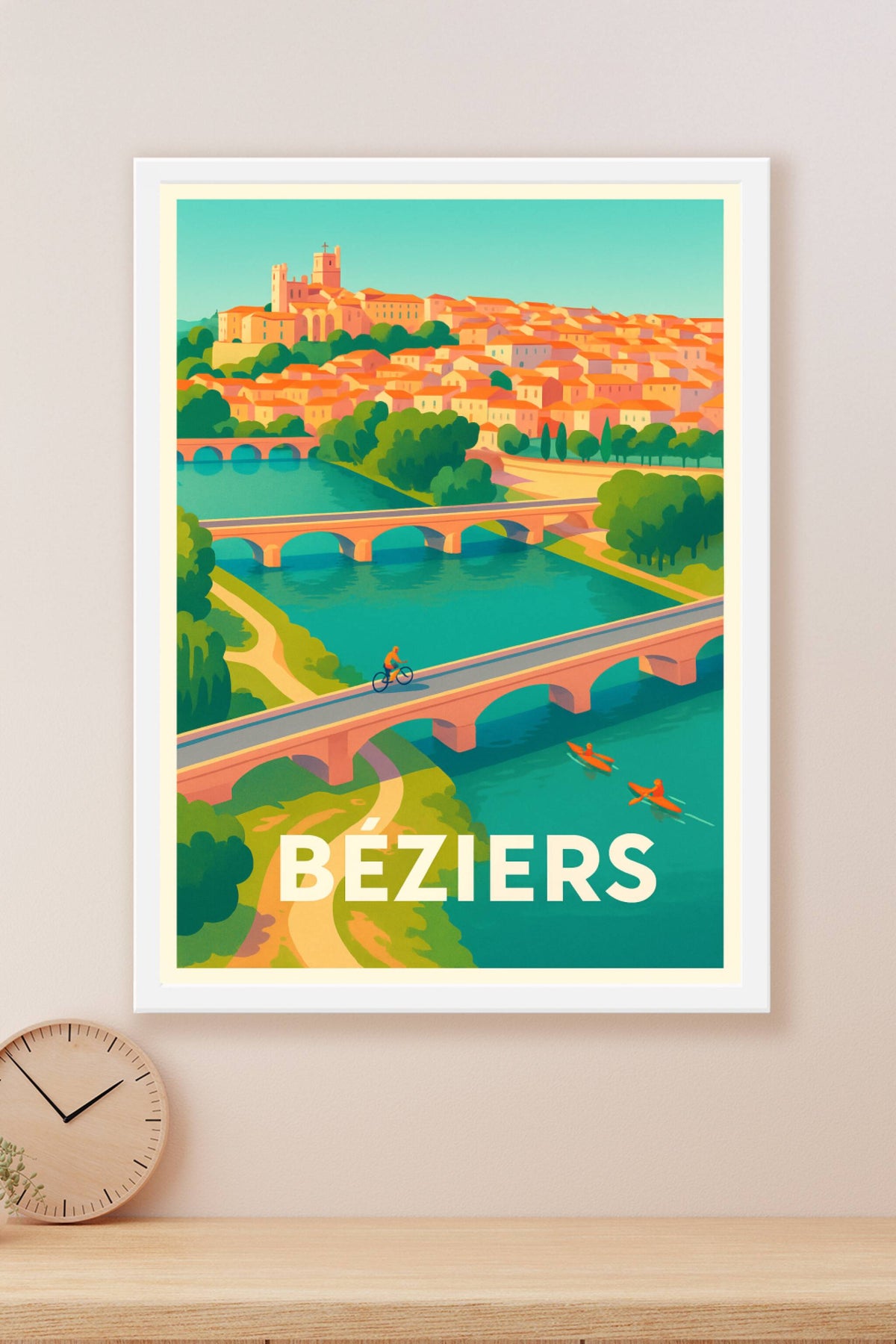 Affiche Béziers — Le charme intemporel des ponts et canaux · poster d'art de Béziers