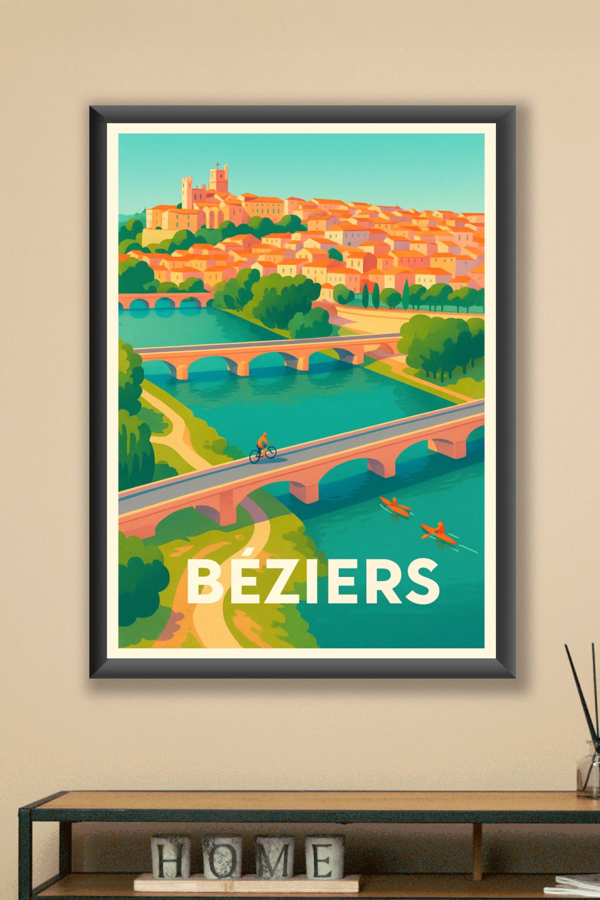 Affiche Béziers — Le charme intemporel des ponts et canaux · poster d'art de Béziers