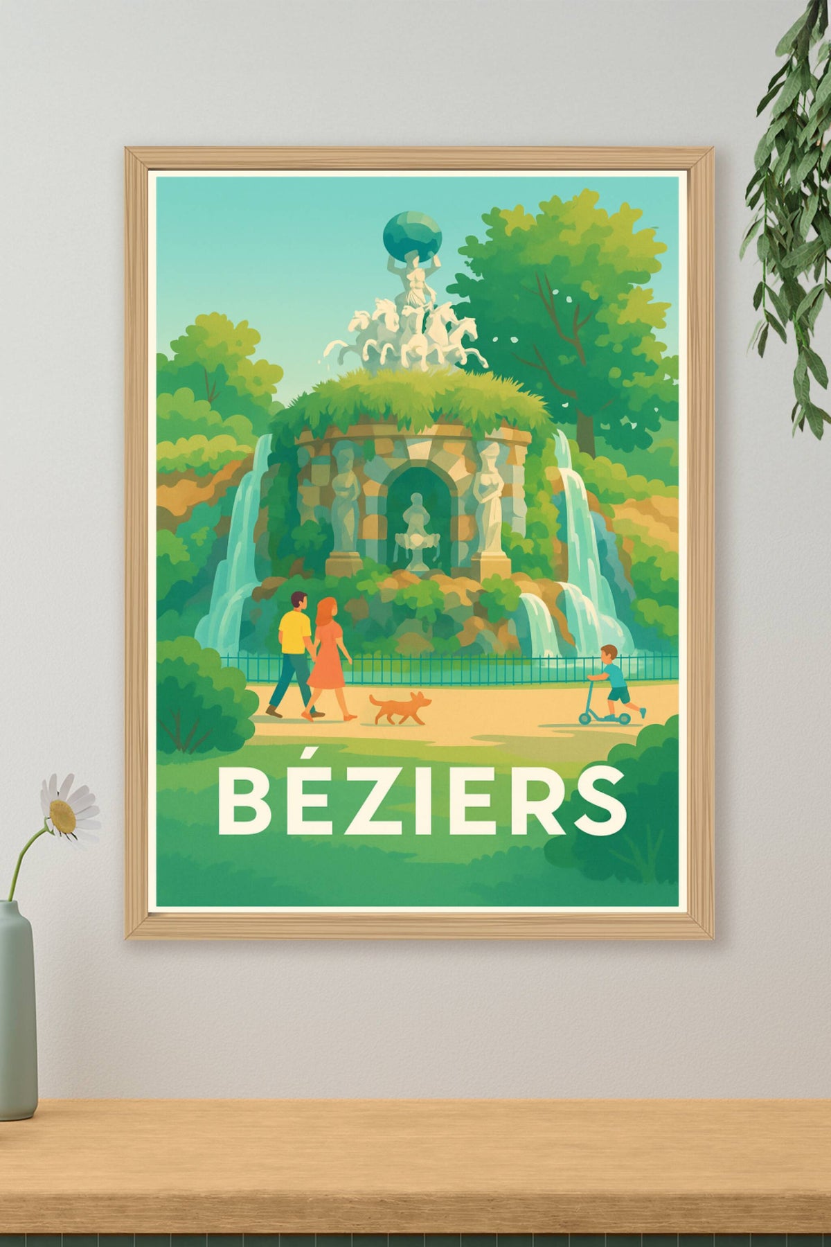 Affiche Béziers — L'âme paisible de la fontaine monumentale · poster d'art de Béziers