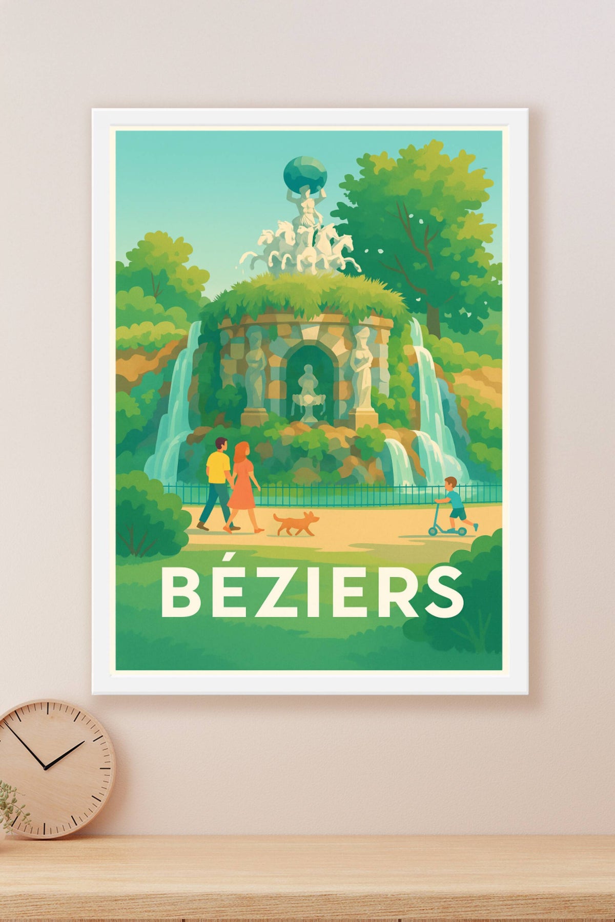 Affiche Béziers — L'âme paisible de la fontaine monumentale · poster d'art de Béziers