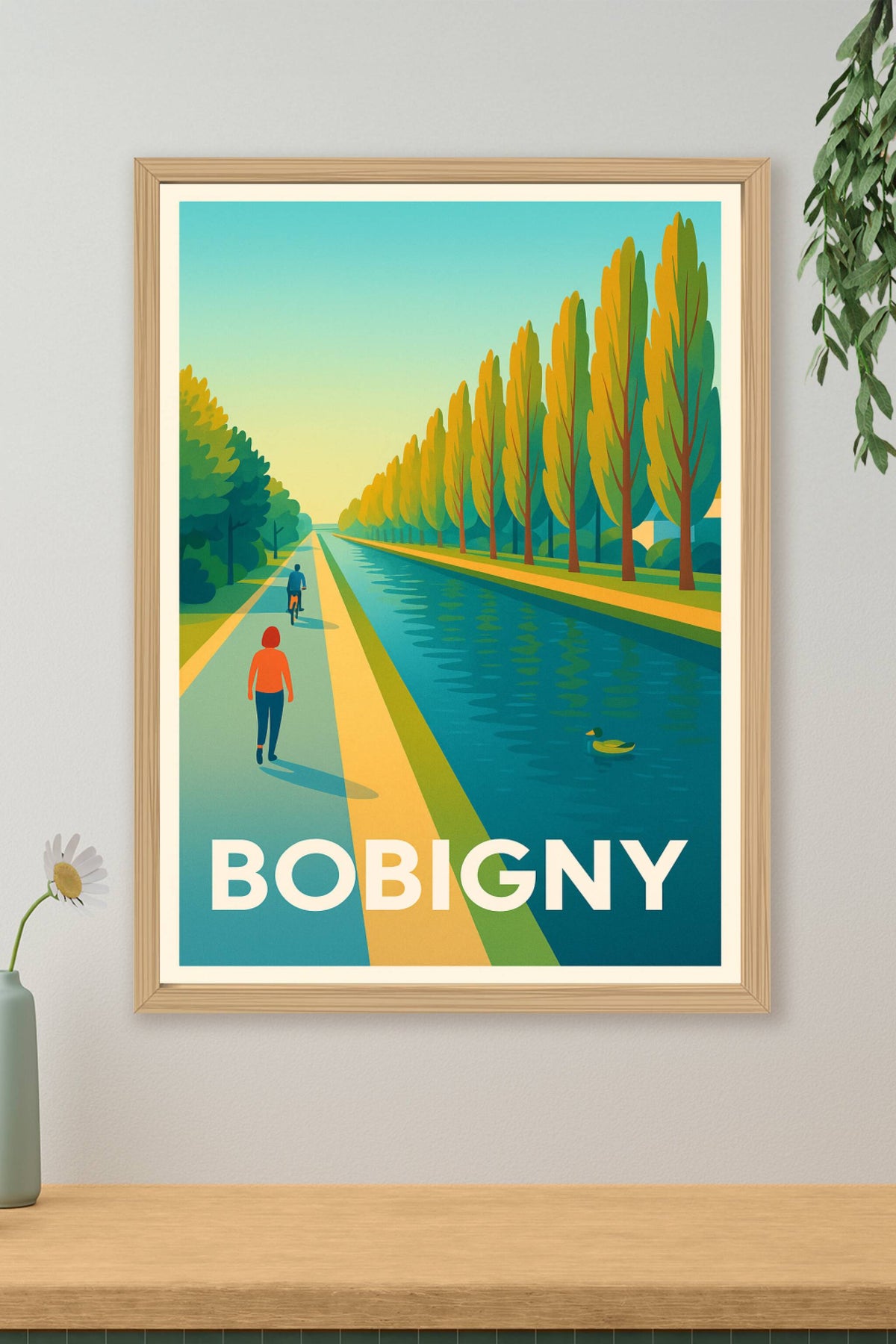 Affiche Bobigny — Balade paisible au bord du canal · poster d'art de Bobigny