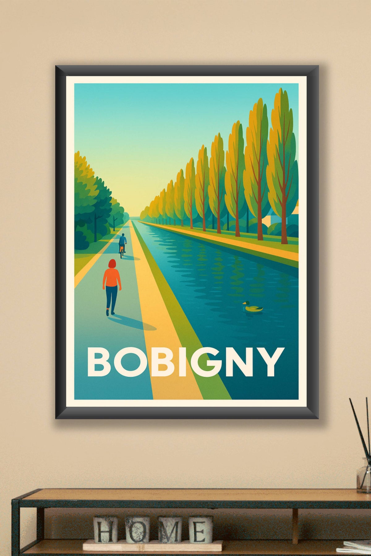 Affiche Bobigny — Balade paisible au bord du canal · poster d'art de Bobigny