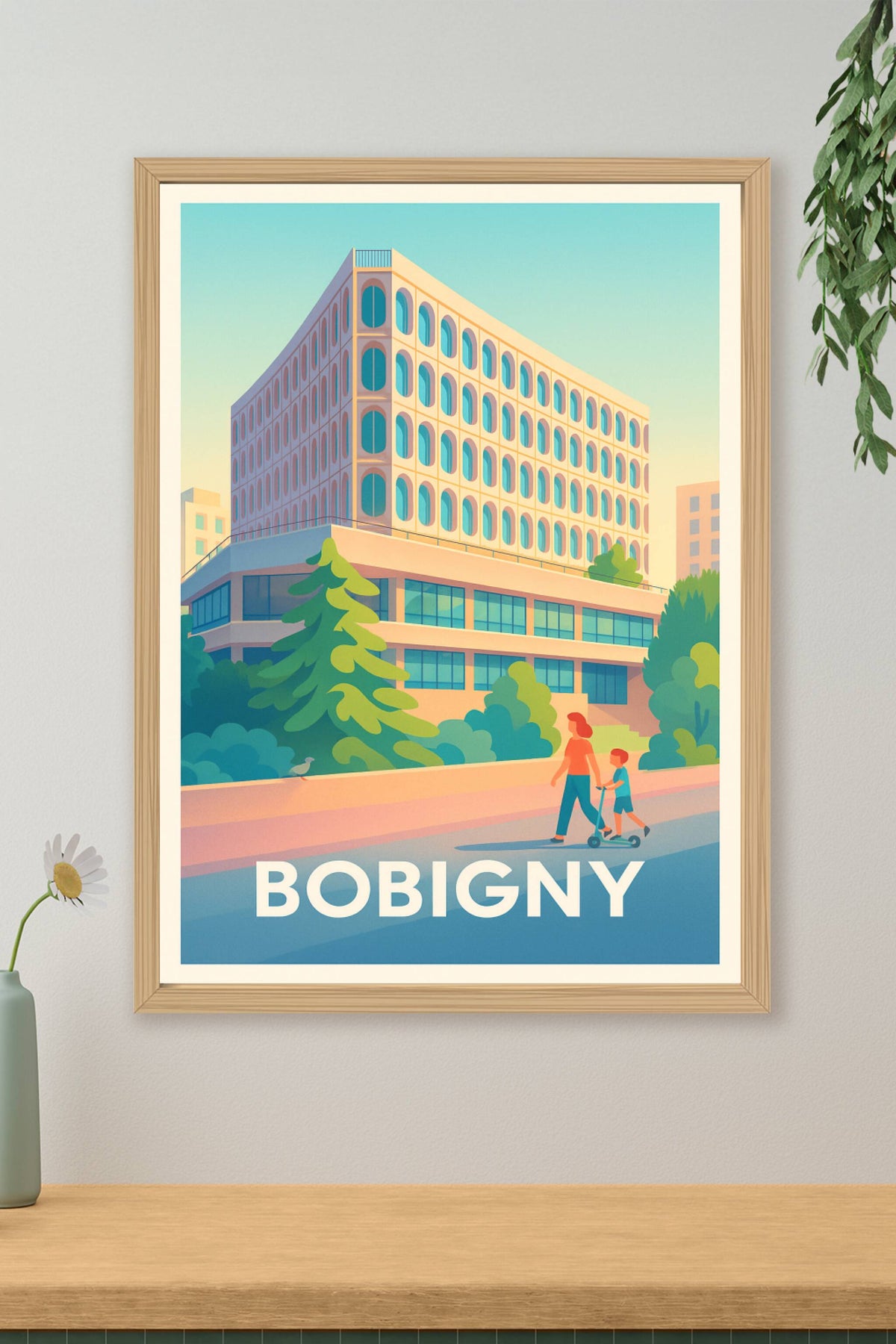 Affiche Bobigny — L'architecture moderniste à l'honneur · poster d'art de Bobigny